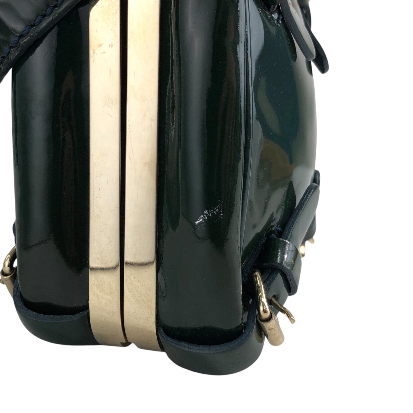 CELINE Metal Clasp Small Shoulder bag Green Vintage jye34i