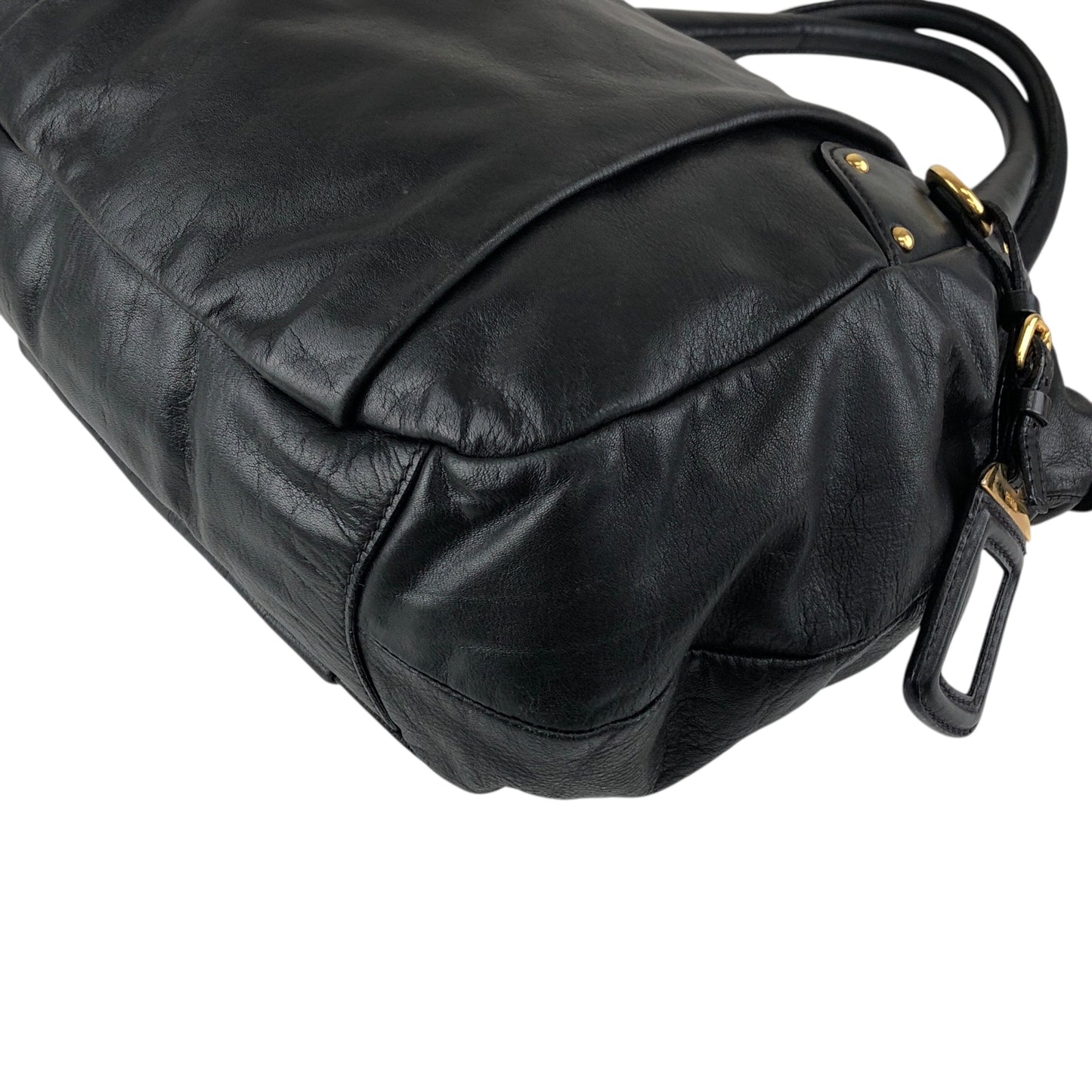 PRADA Logo Two-way Handbag Shoulder bag Black Vintage ashbj6