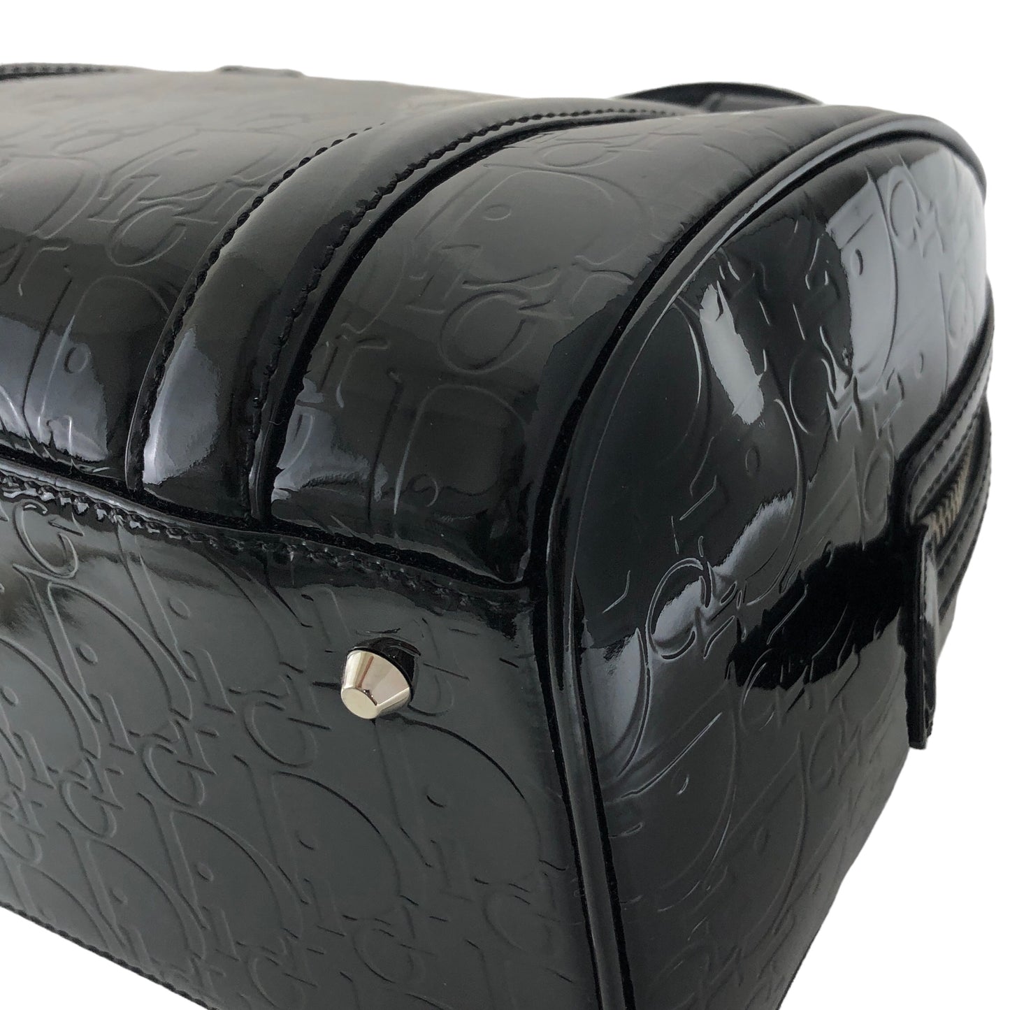 Christian Dior Trotter 漆皮手袋波士頓包黑色復古 ckzjdp