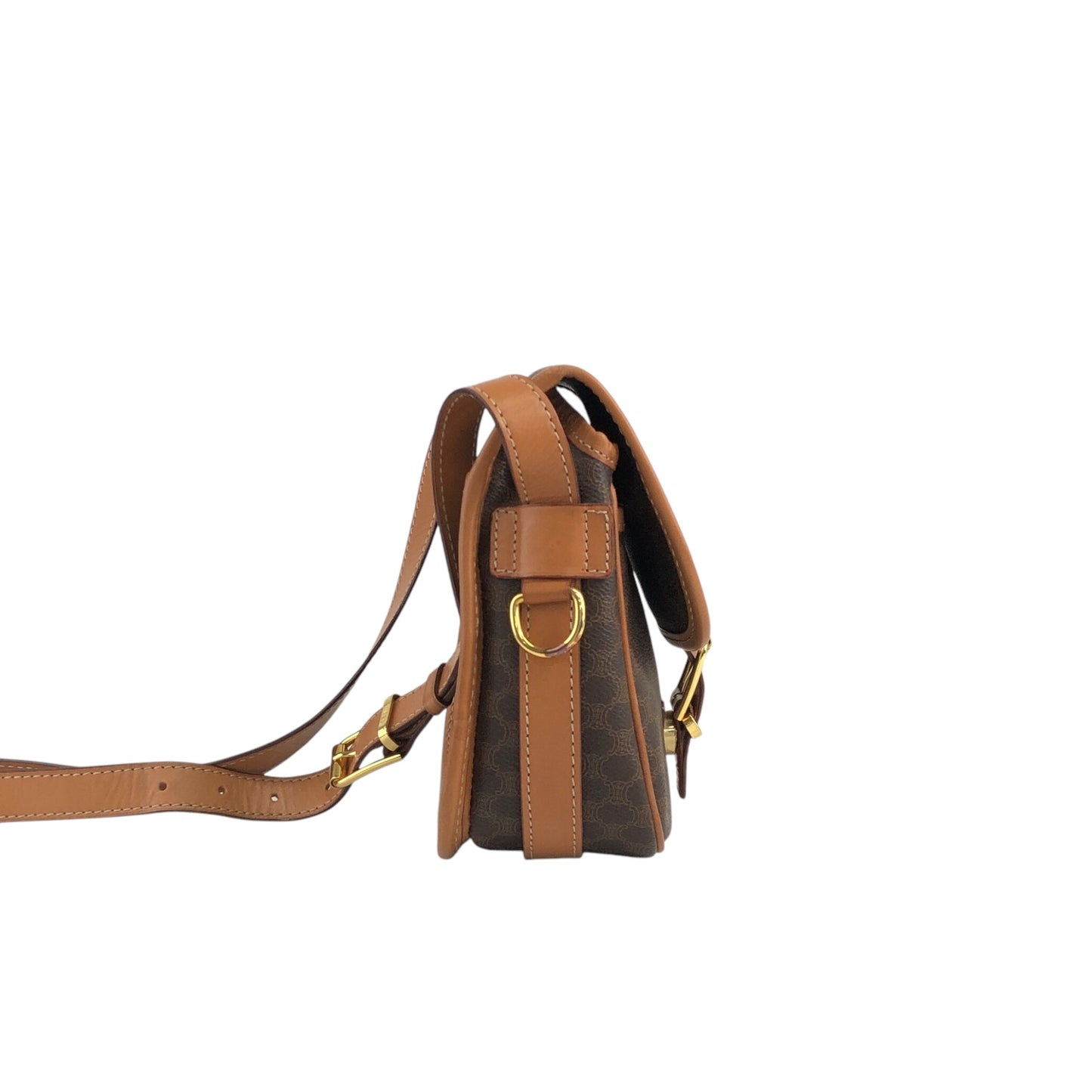 CELINE Macadam Front Buckle Shoulder bag Brown Vintage r3ukfi