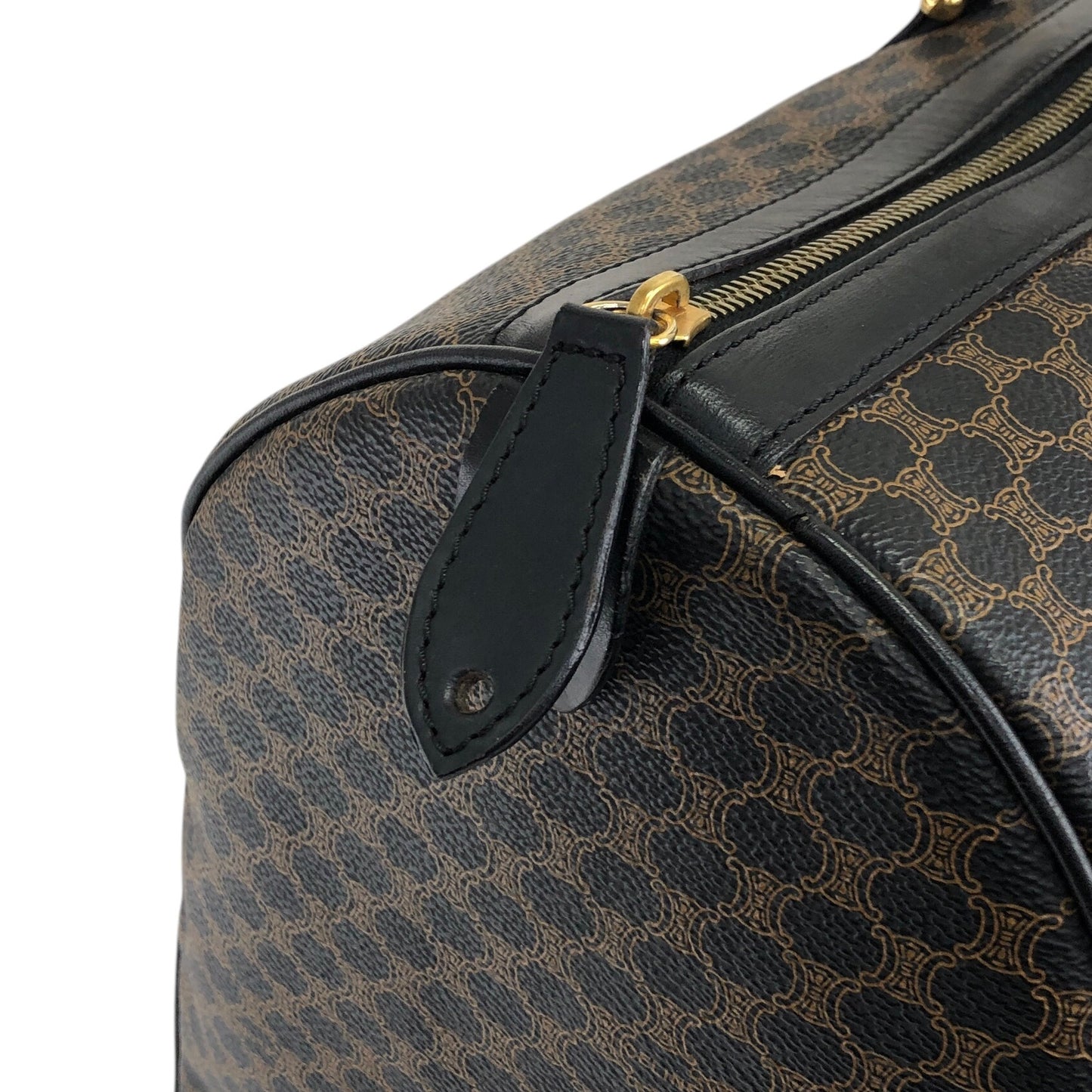 CELINE Macadam Blason Boston bag Handbag Black Vintage 65wsnj