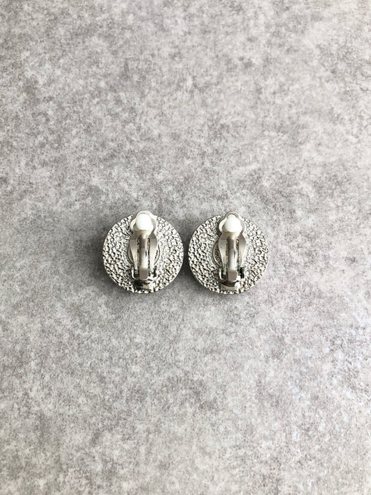 CELINE Circle Logo Earrings Silver Vintage greuz7