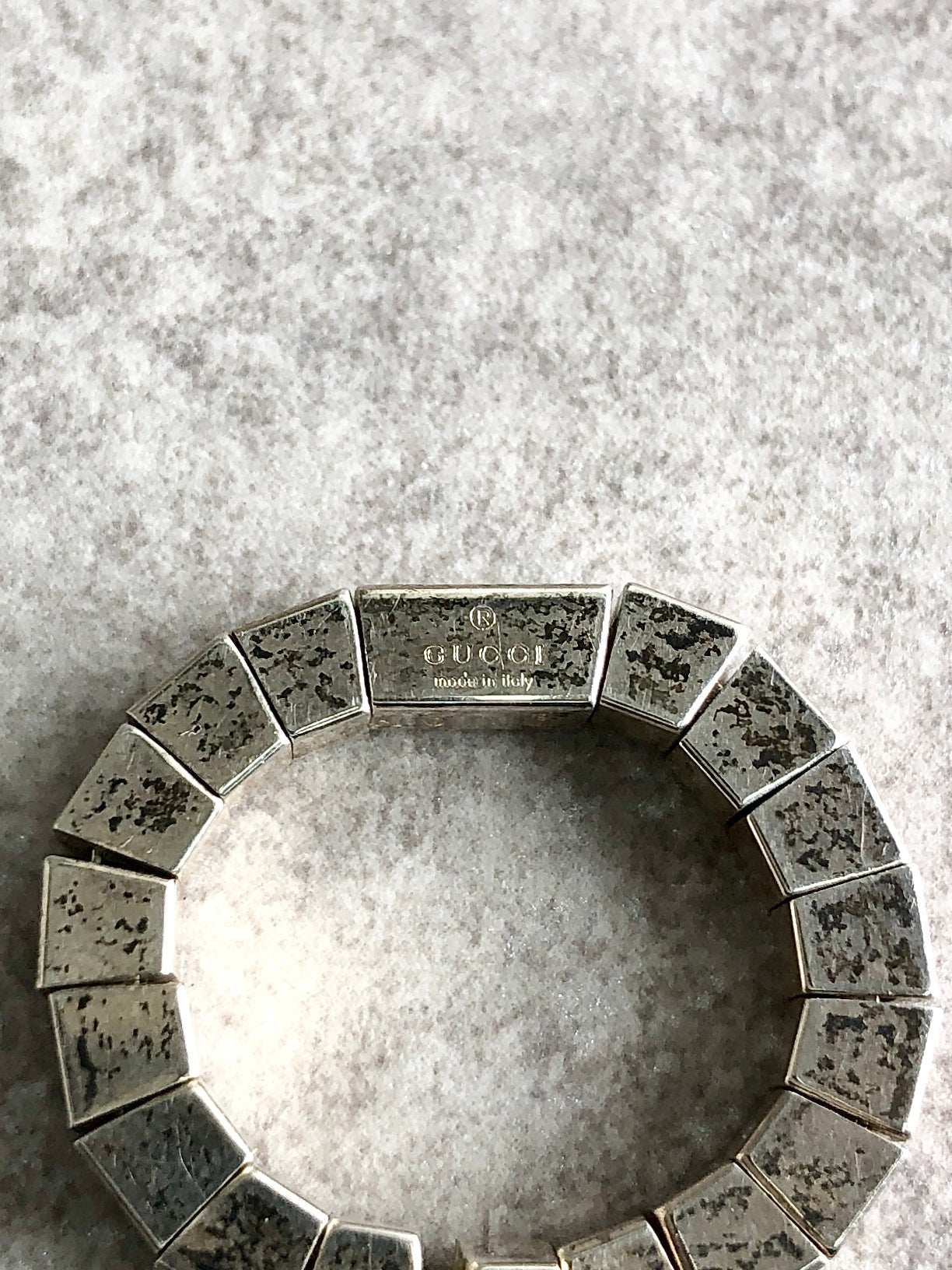 GUCCI 立方體圖案戒指 銀色 復古耳環