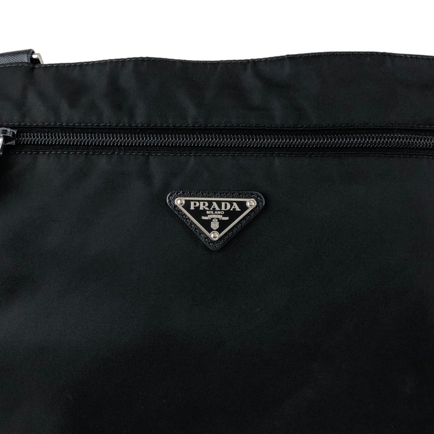PRADA Tessuto Triangle Logo Shoulder bag Black Vintage jvmtz8