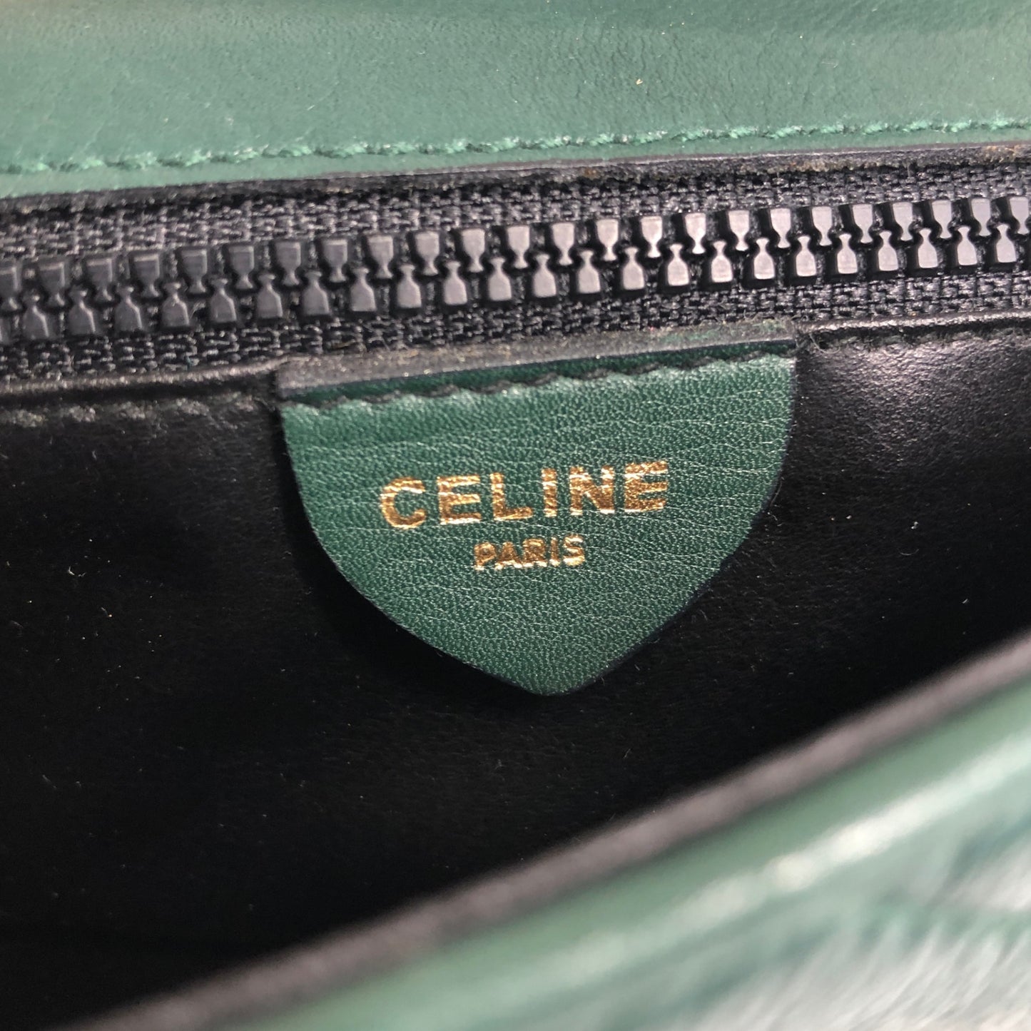 CELINE Triomphe Chain Shoulder bag Green Vintage tbw8uj