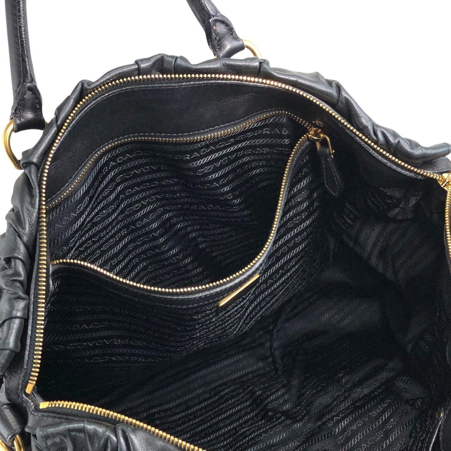 PRADA Logo Two-way Handbag Shoulder bag Black Vintage u8sukf