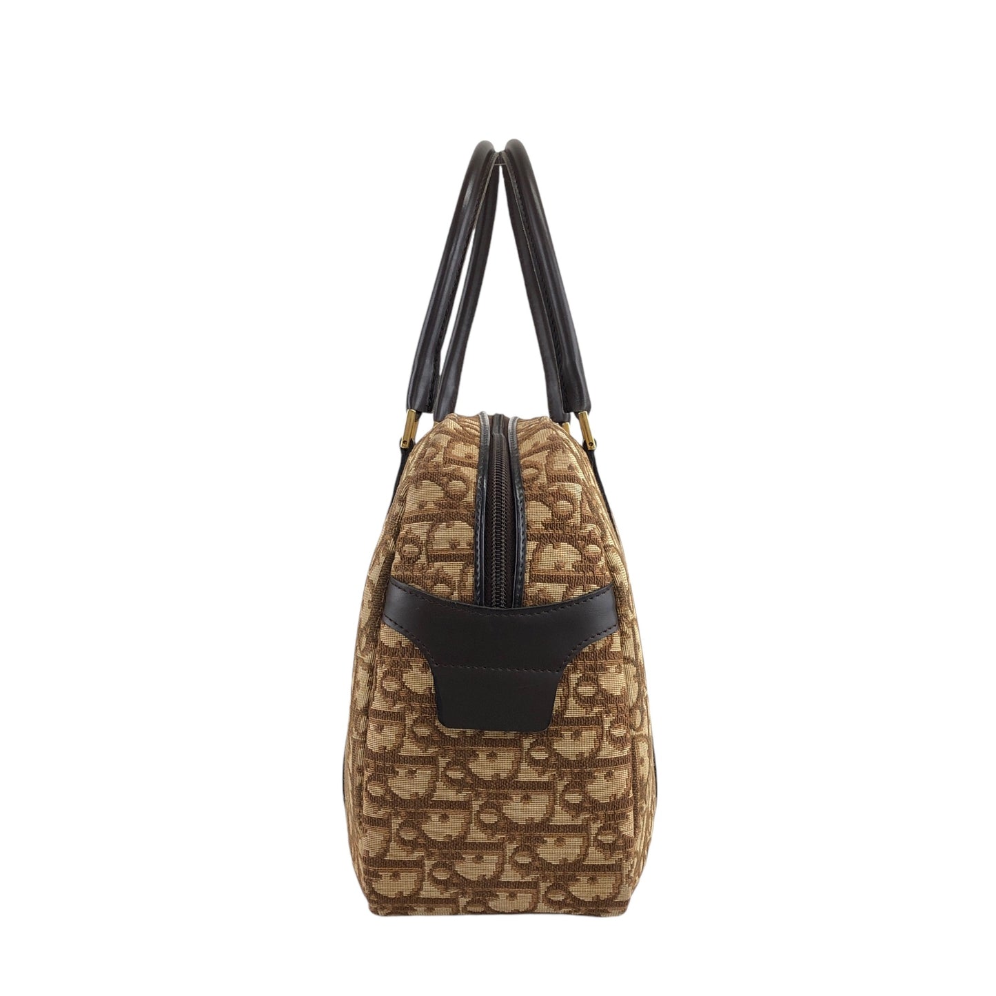 Christian Dior Trotter CD Logo Handbag Boston bag Beige Vintage cse2xn