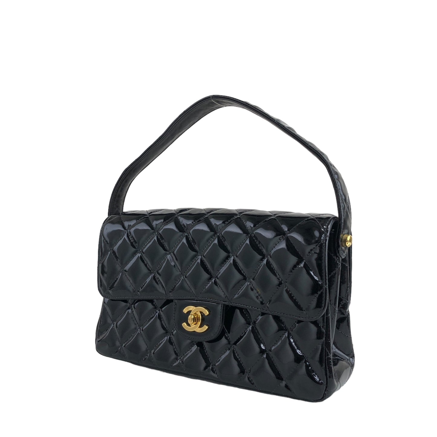 CHANEL Matelasse Coco Mark 手提包黑色復古 kdmcy3