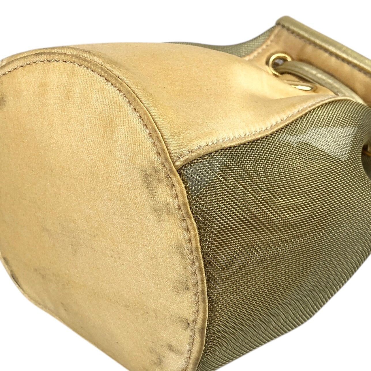 CELINE Circle Logo Drawstring Small Shoulder bag Beige Vintage s6bm4s