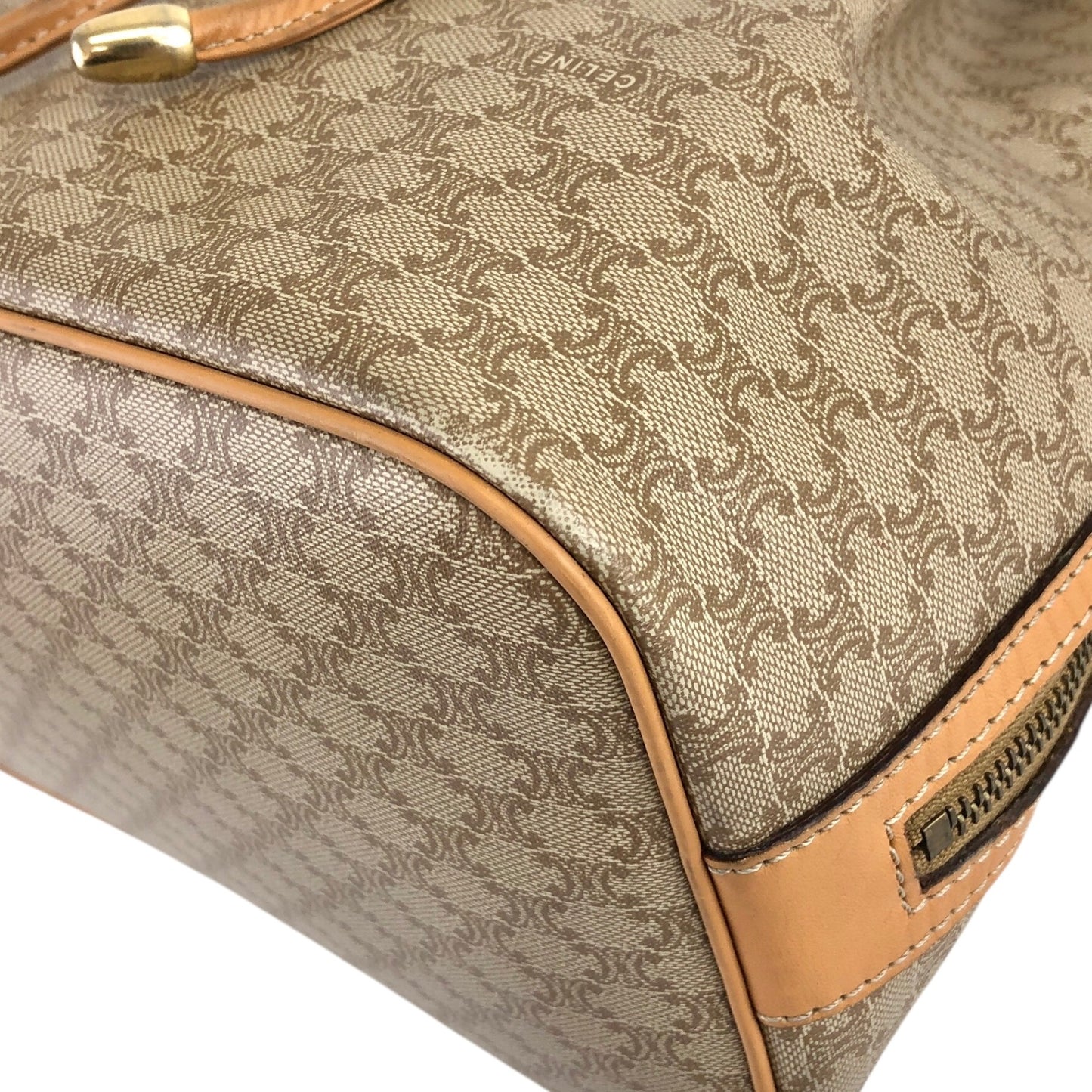 CELINE Macadam Two-way Drawstring Handbag Shoulder bag Beige Vintage jtr86n