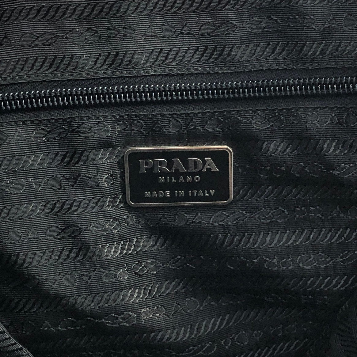 PRADA Triangle Logo Double Pocket Backpack Black Vintage avewmk