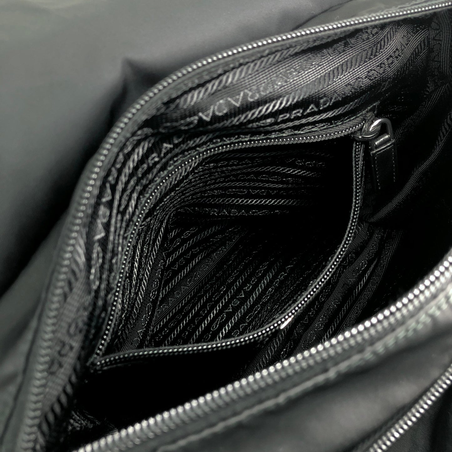 PRADA Triangle Logo Front Buckle Shoulder bag Black Vintage b2kema