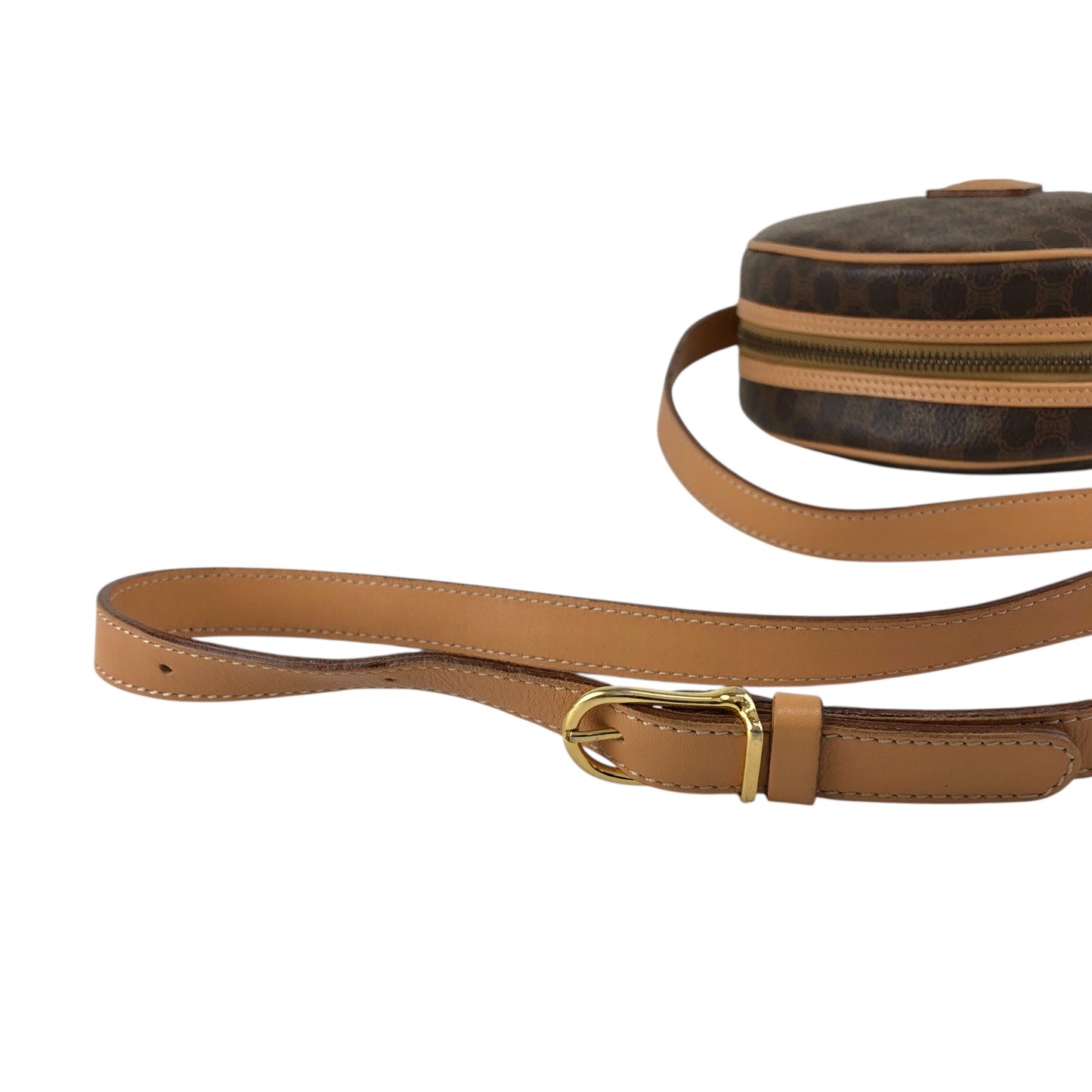 CELINE Macadam Blason Round Shoulder bag Brown Vintage teecbu