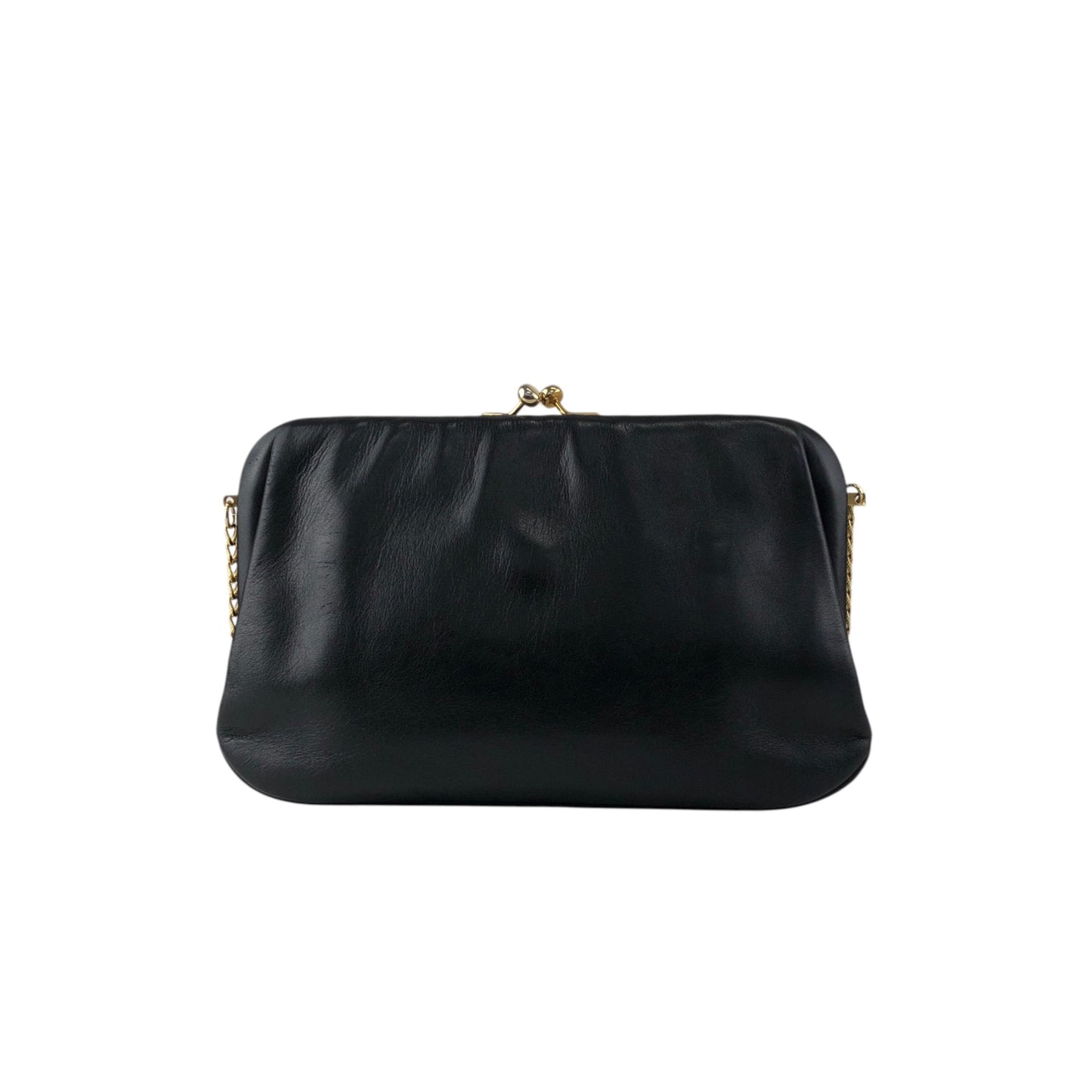 CELINE Blason Metal Clasp Chain Shoulder bag Black Vintage 5isej6