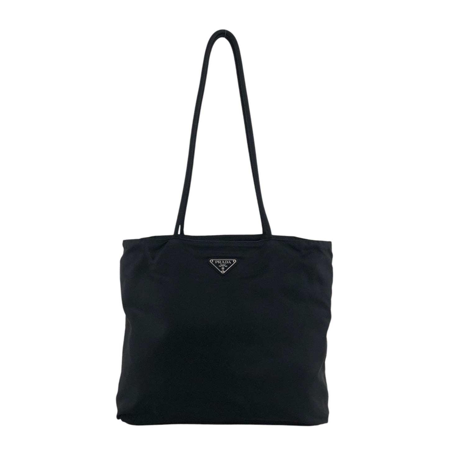 PRADA Triangle Logo Totebag Black Vintage efichx