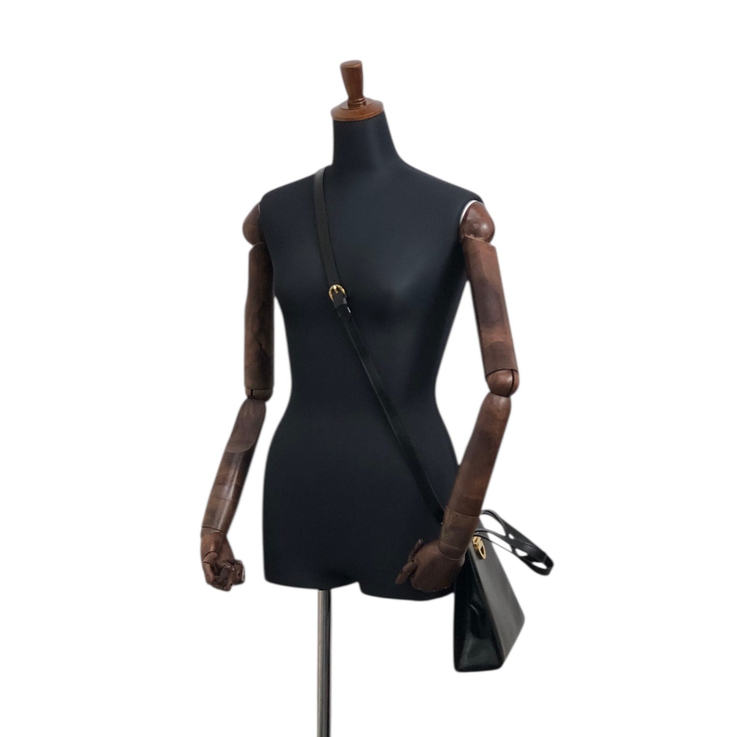 CELINE Horse Bit Two-way Handbag Shoulder bag Black Vintage my57ac