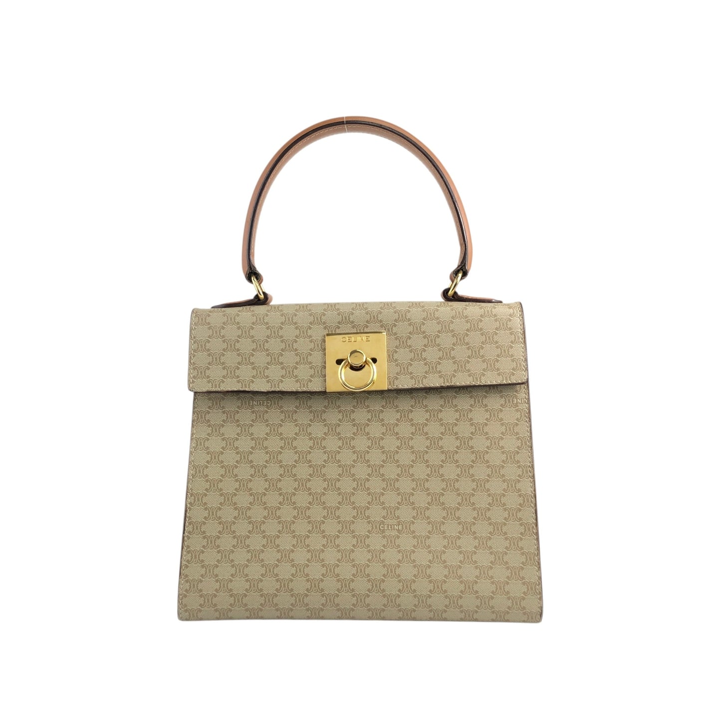 CELINE Macadam Gancini Handbag Beige Vintage 73dnvv