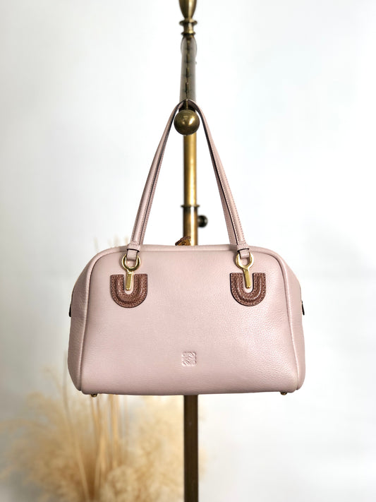 LOEWE Anagram Padlock Small Boston bag Handbag Purple Vintage za8z7w