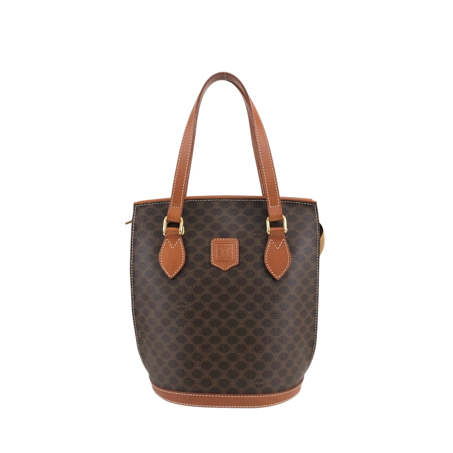 CELINE Macadam Blason Handbag Brown Vintage 5s22vy