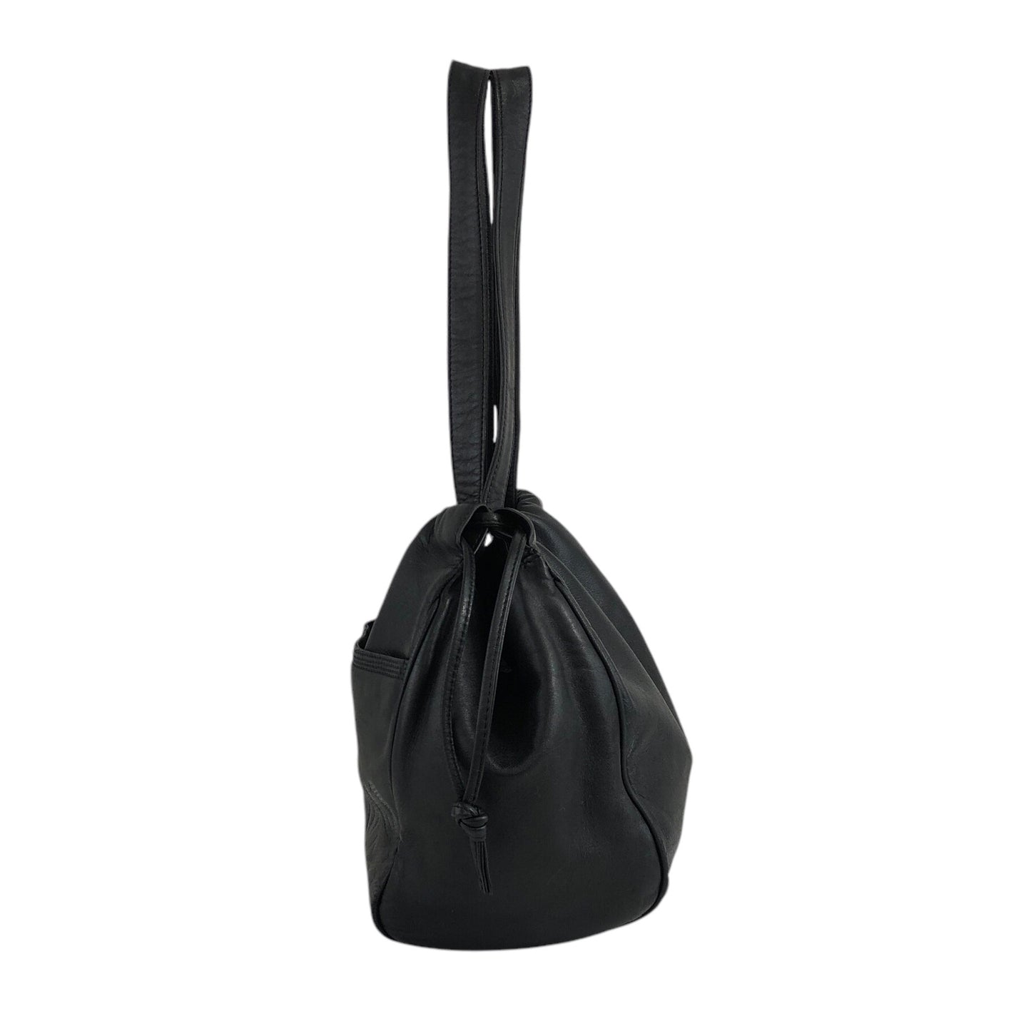 LOEWE Anagram Drawstring Handbag Black Vintage nggky5