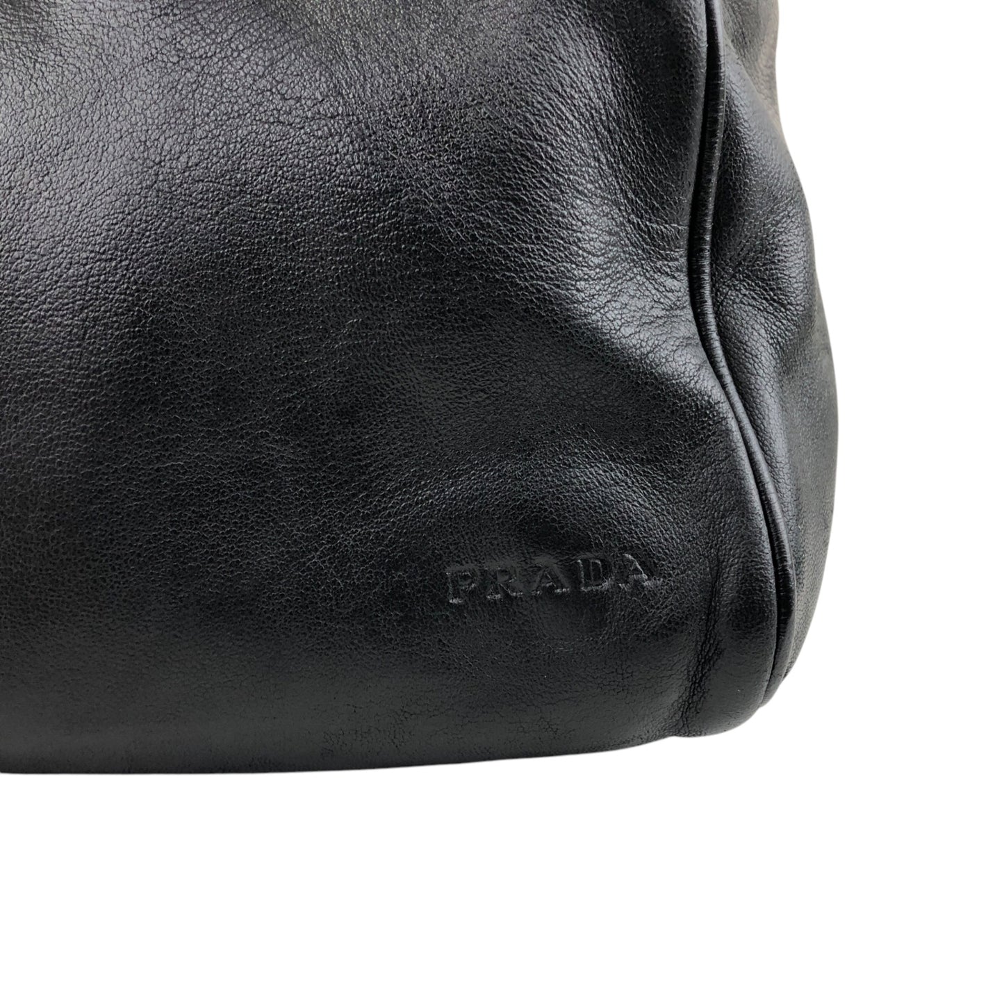 PRADA Padlock Handbag Black Vintage k84sjm