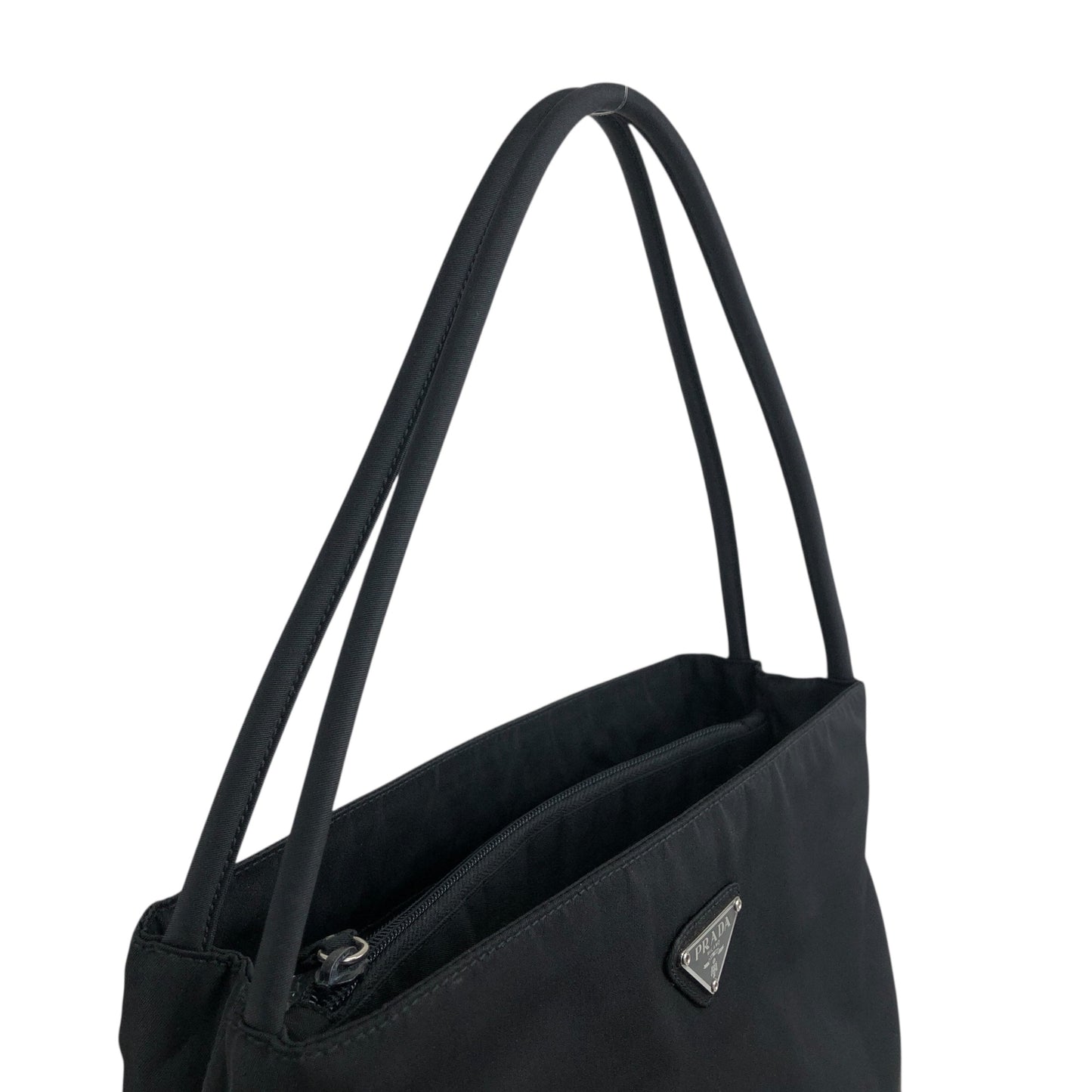 PRADA Triangle Logo Shoulder bag Black Vintage cdactr