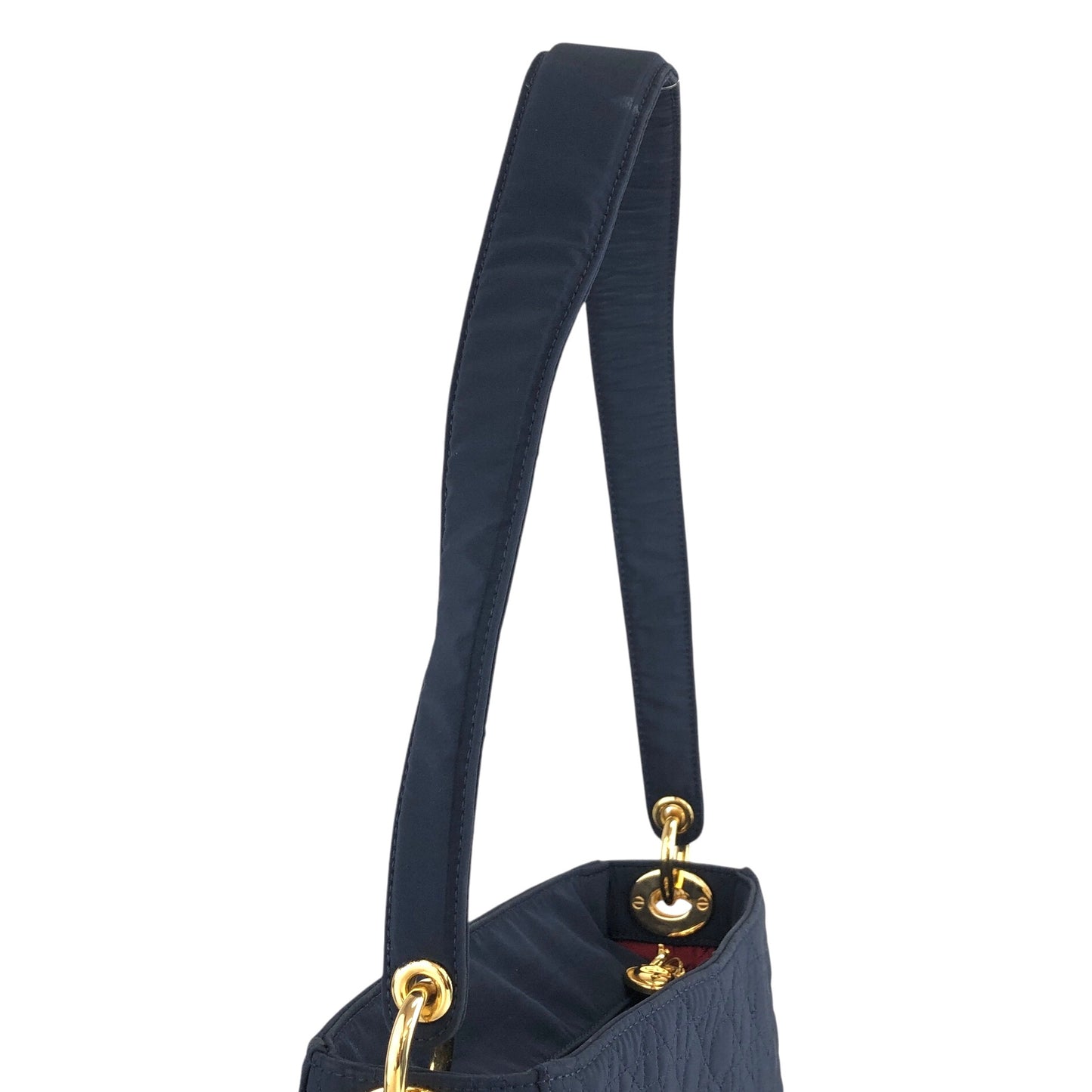 Christian Dior Cannage CD Logo Charm Shoulder bag Hobobag Navy Vintage 55p7w6