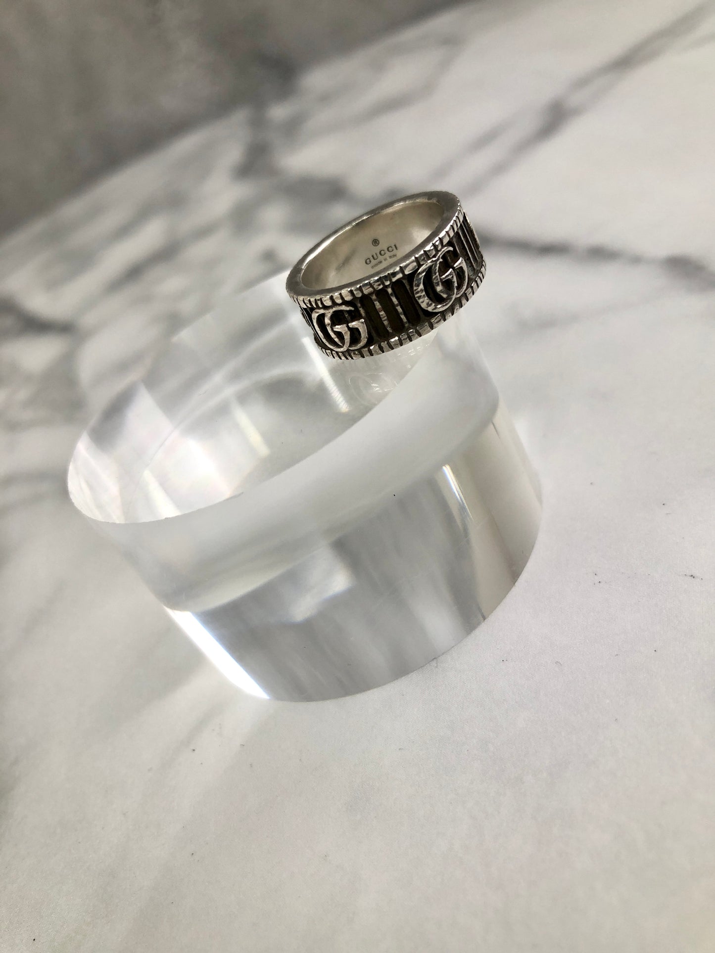 GUCCI GG Marmont 戒指 銀色復古 cwb566