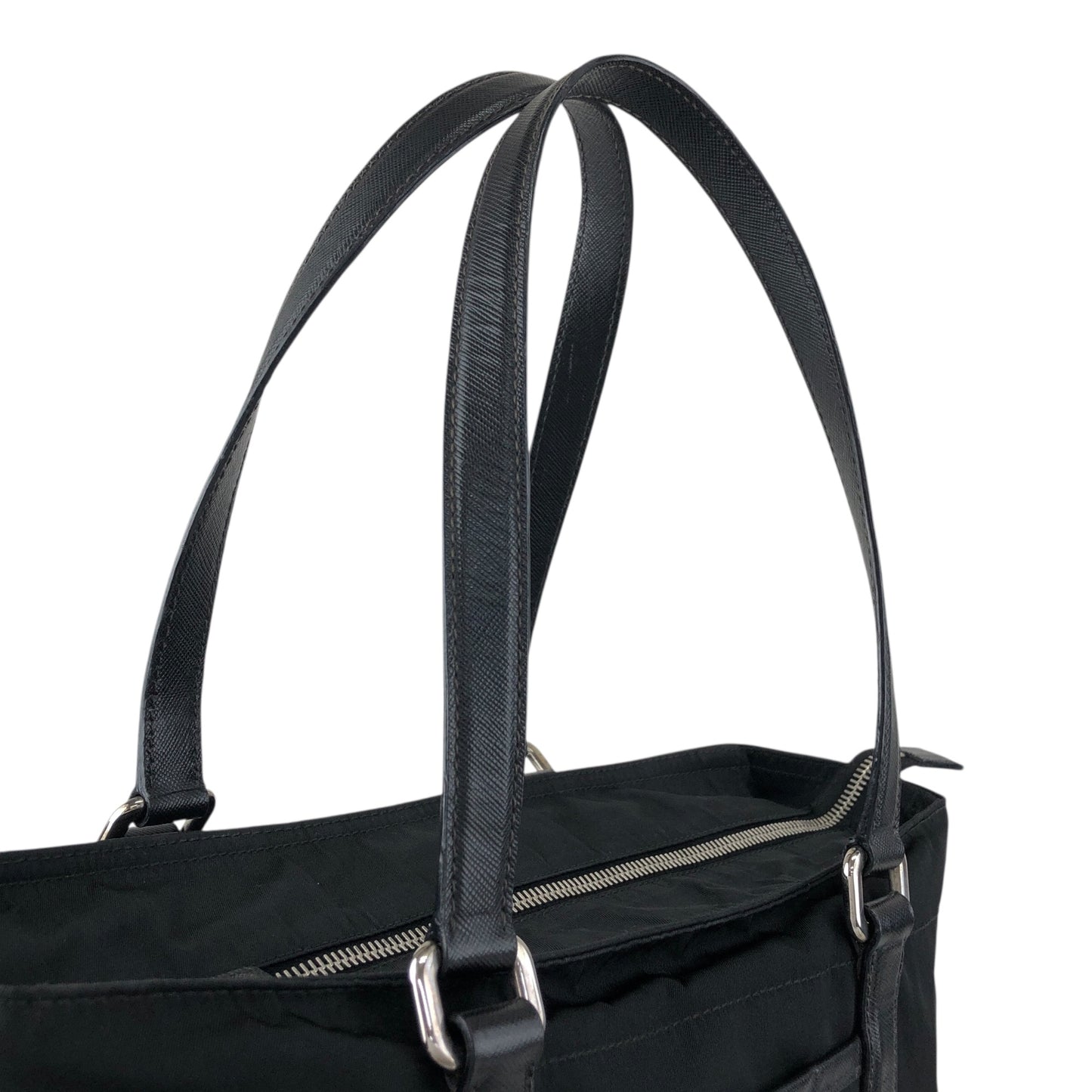 PRADA Tessuto Triangle Logo Front Pocket Totebag Black Vintage f42pyf