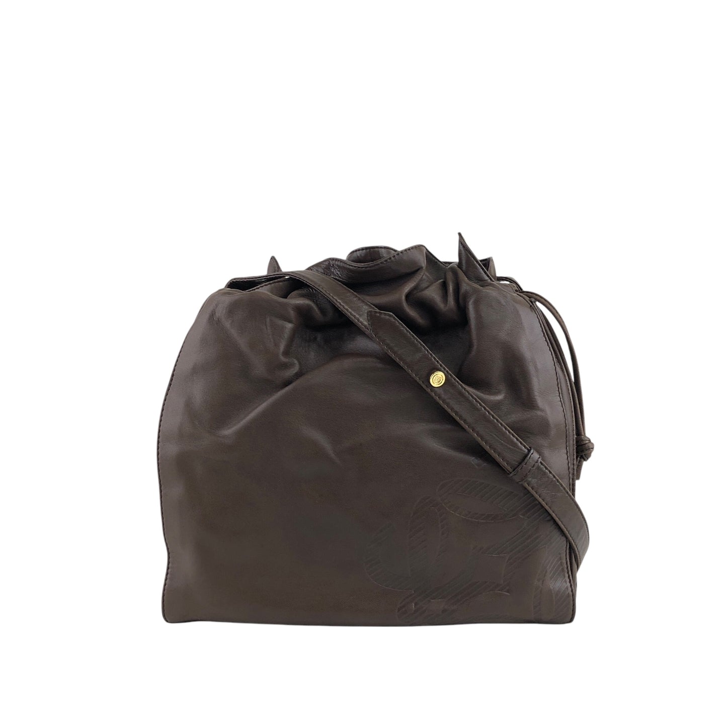 LOEWE Anagram Drawstring Shoulder bag Brown Vintage kki5m4
