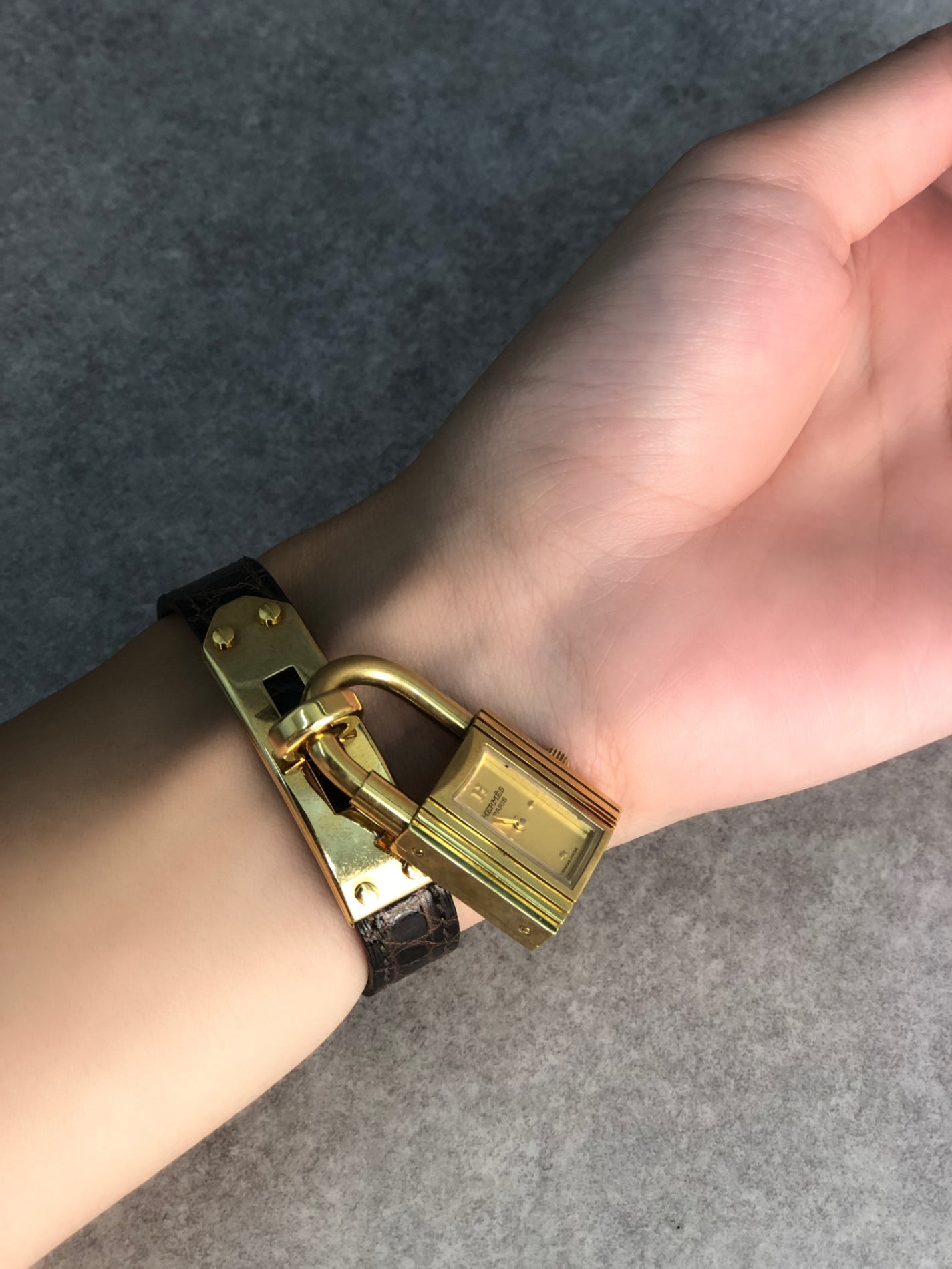 HERMES Watch Brown Vintage ih5tvr