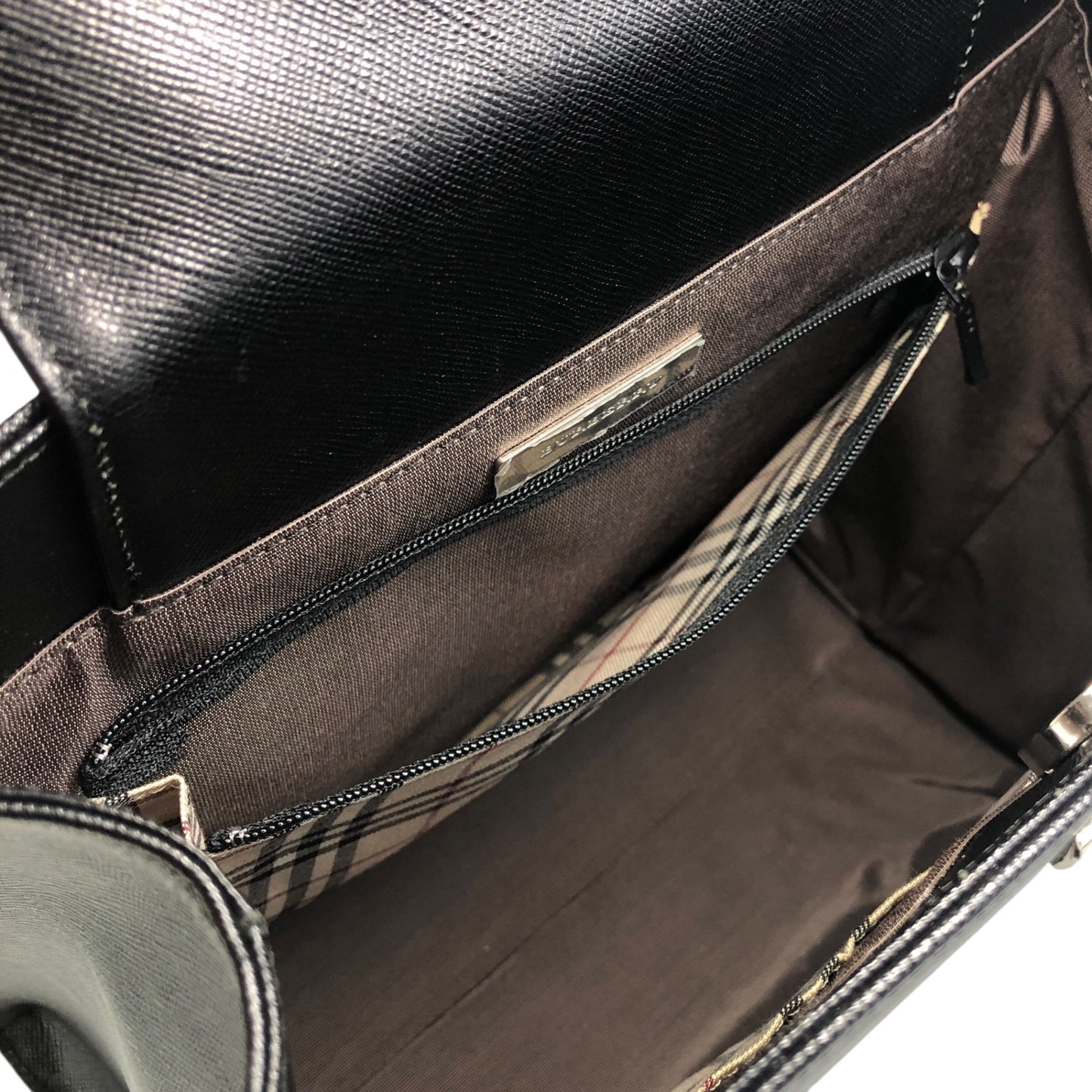BURBERRY Logo Handbag Black Vintage yej8u5