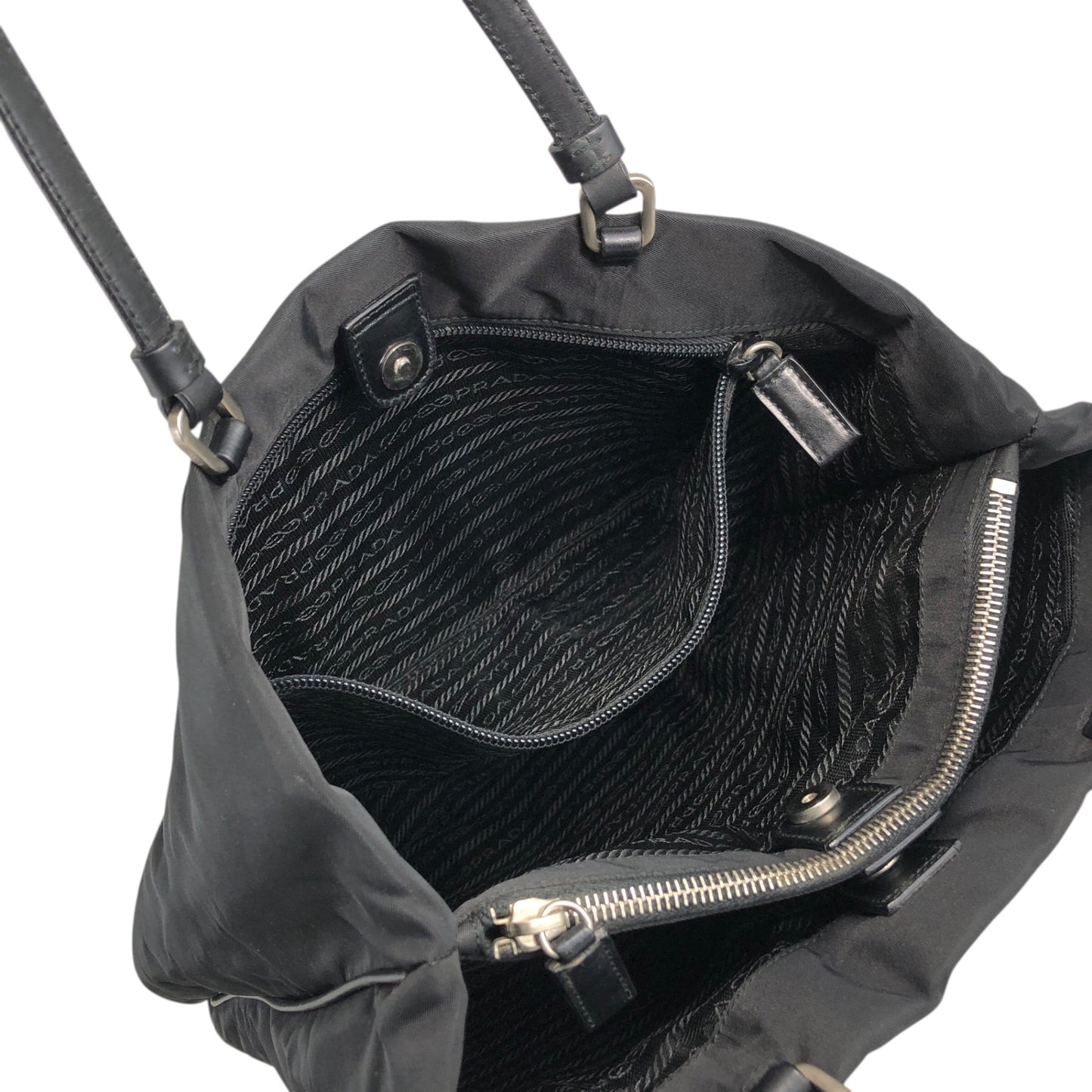 PRADA Triangle Logo Totebag Black Vintage hs4bb2
