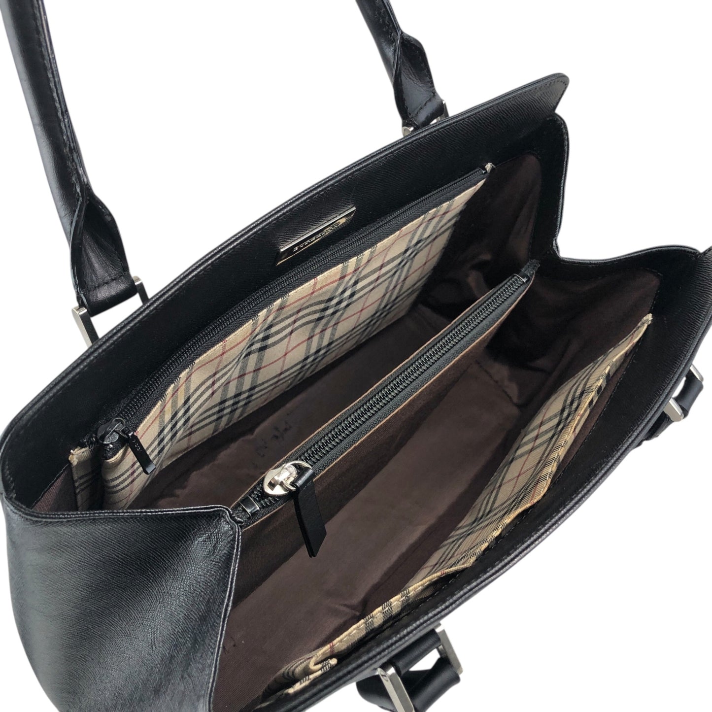 BURBERRY Logo Handbag Black Vintage jieesi