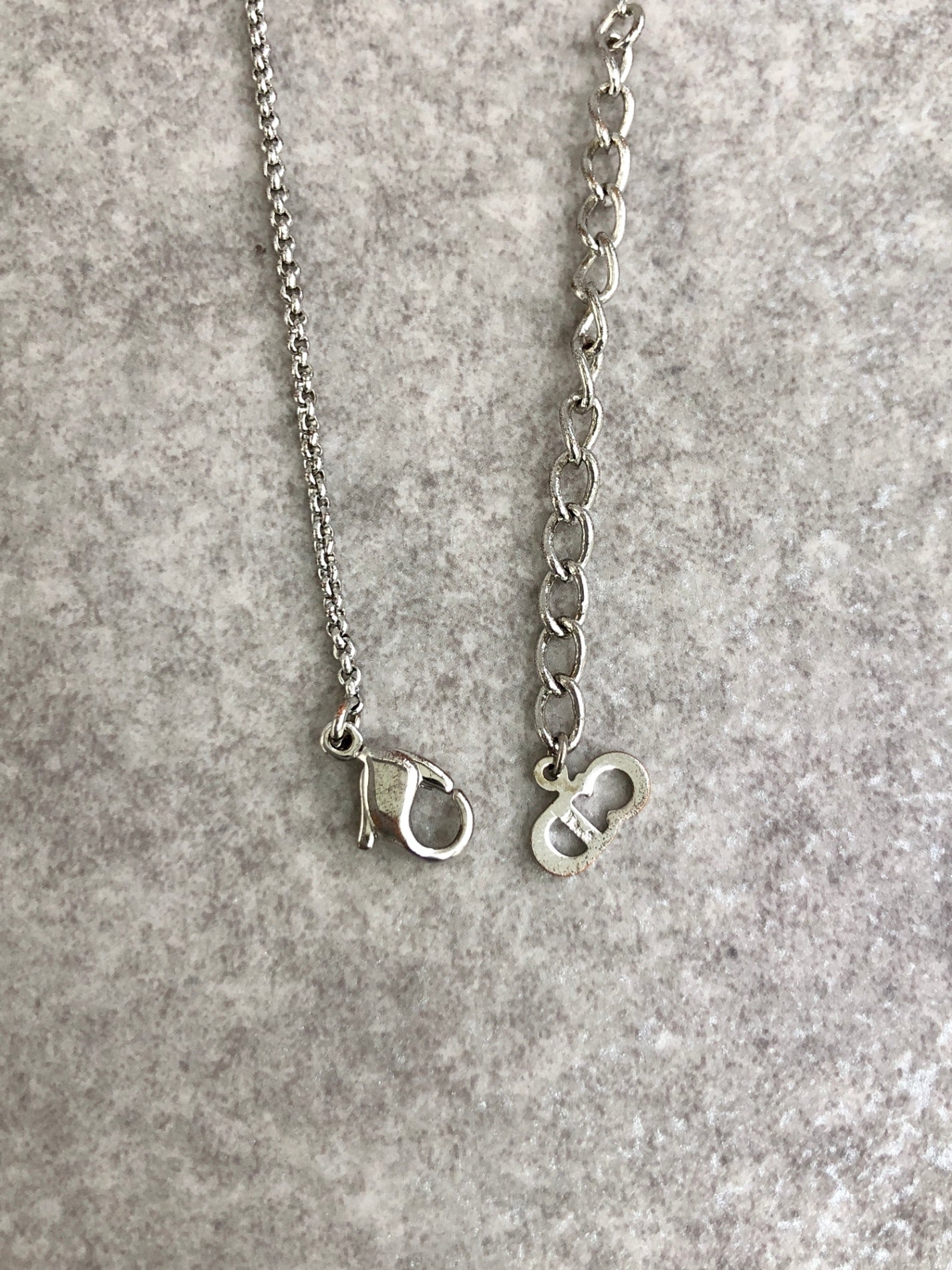 Christian Dior CD Logo Rhinestone Necklace Silver Vintage c62g5i