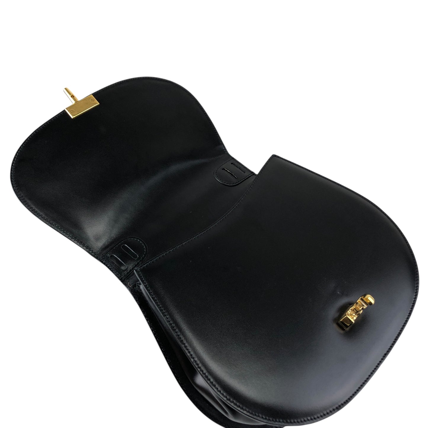 CELINE Front Buckle Two-way Handbag Shoulder bag Black Vintage htie7e