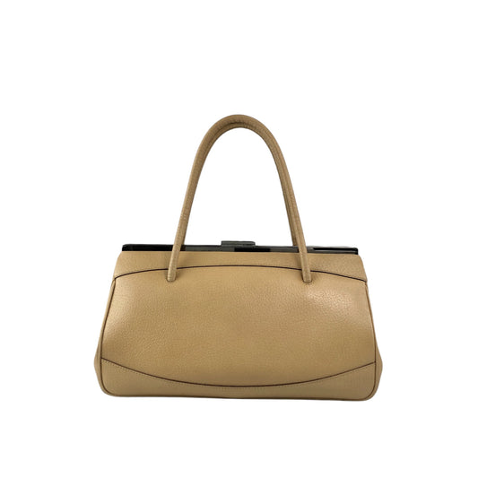 GUCCI Logo Metal Clasp Handbag Beige Vintage y4d8ai