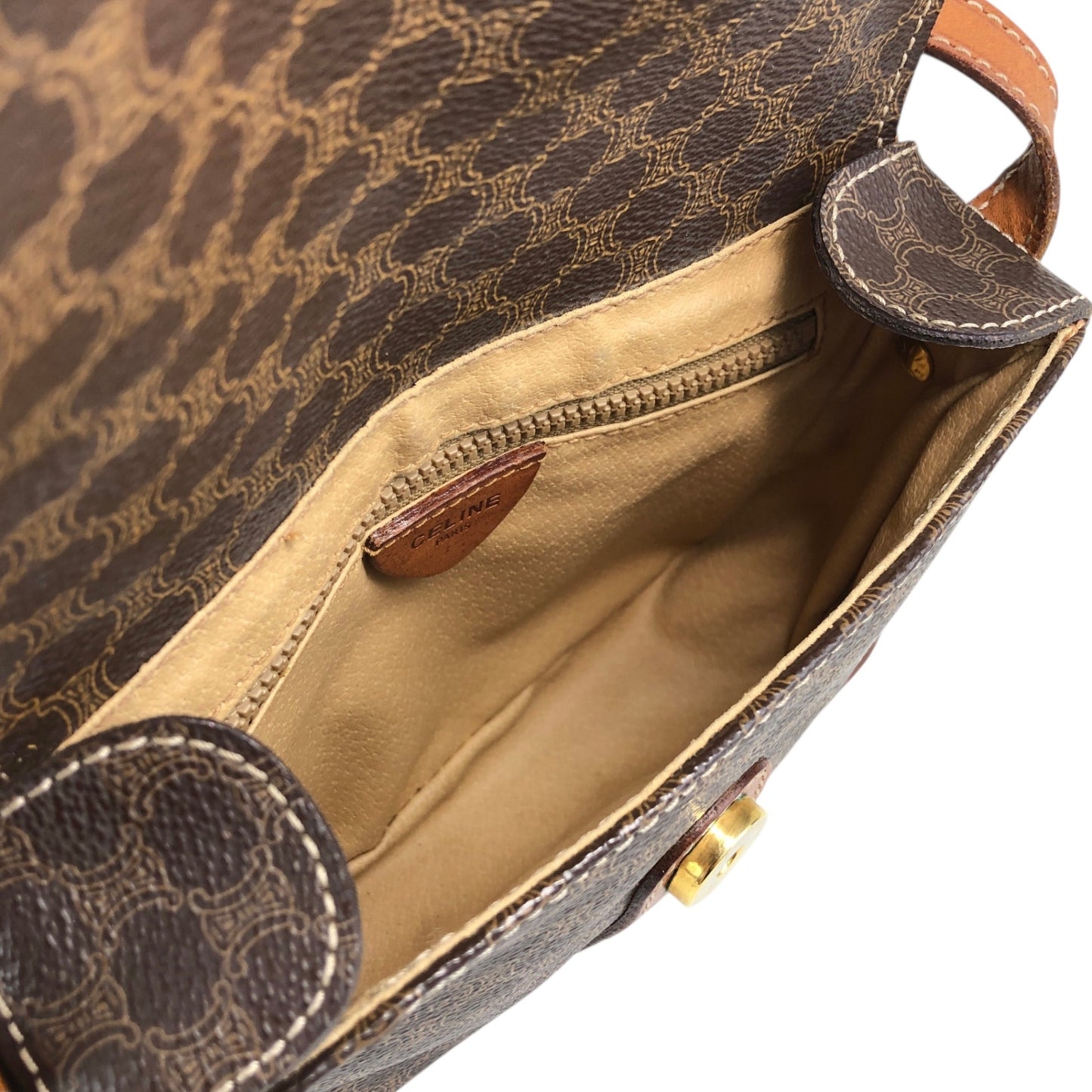 CELINE Macadam Blason Shoulder bag Brown Vintage y3mg84