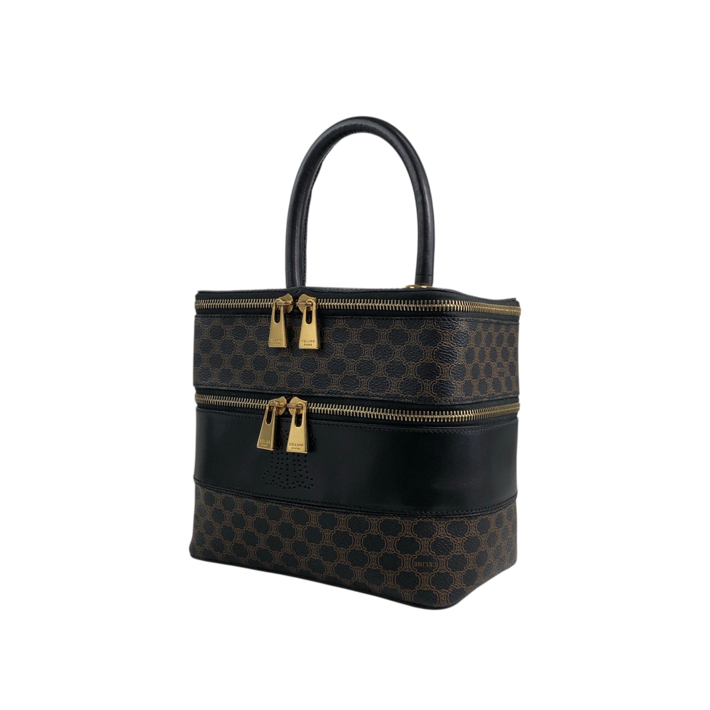 CELINE Macadam Triomphe Handbag Vanity bag Black Vintage utd2i7