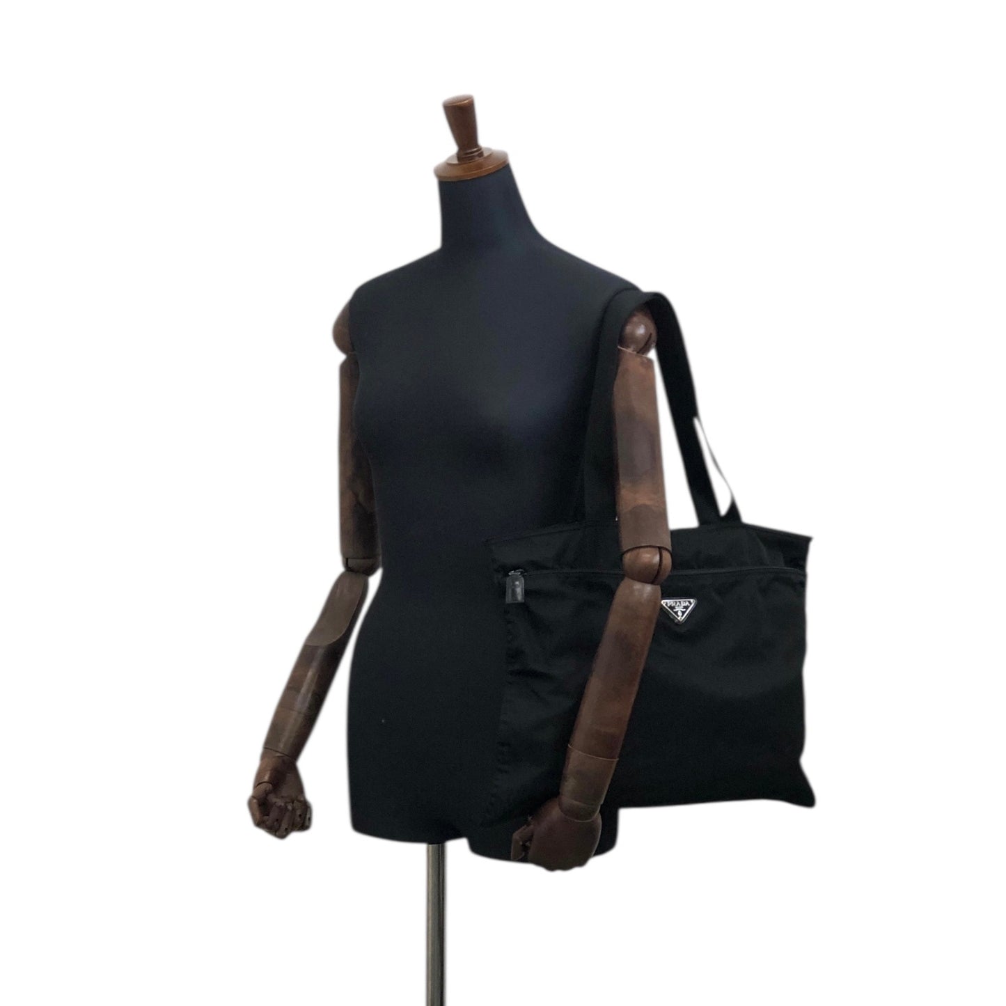 PRADA Triangle Logo Totebag Black Vintage mvmh5p