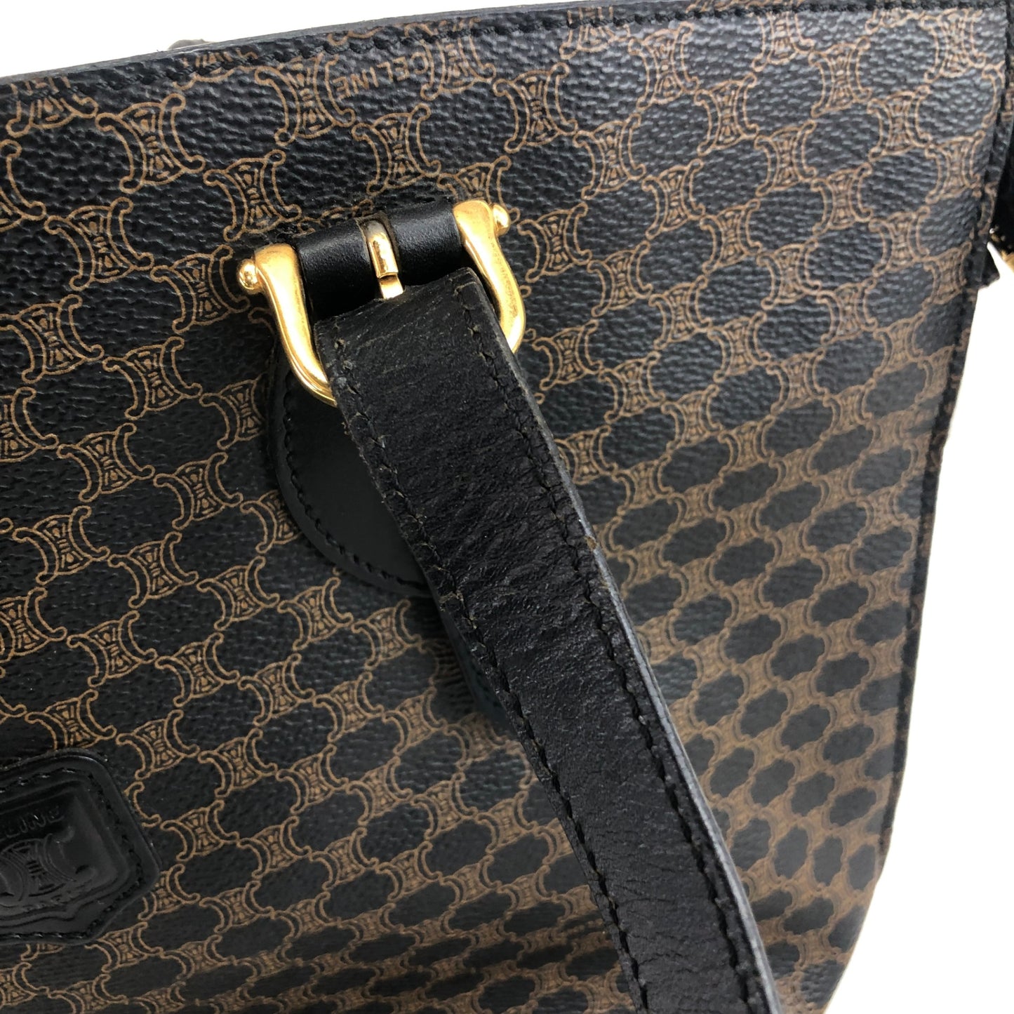 CELINE Macadam Blason Handbag Shoulder bag Black Vintage fhnsav