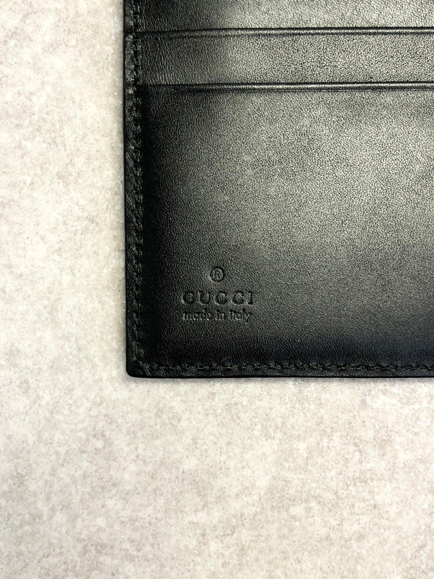 GUCCI 標誌折疊錢包 黑色 復古 254tg8