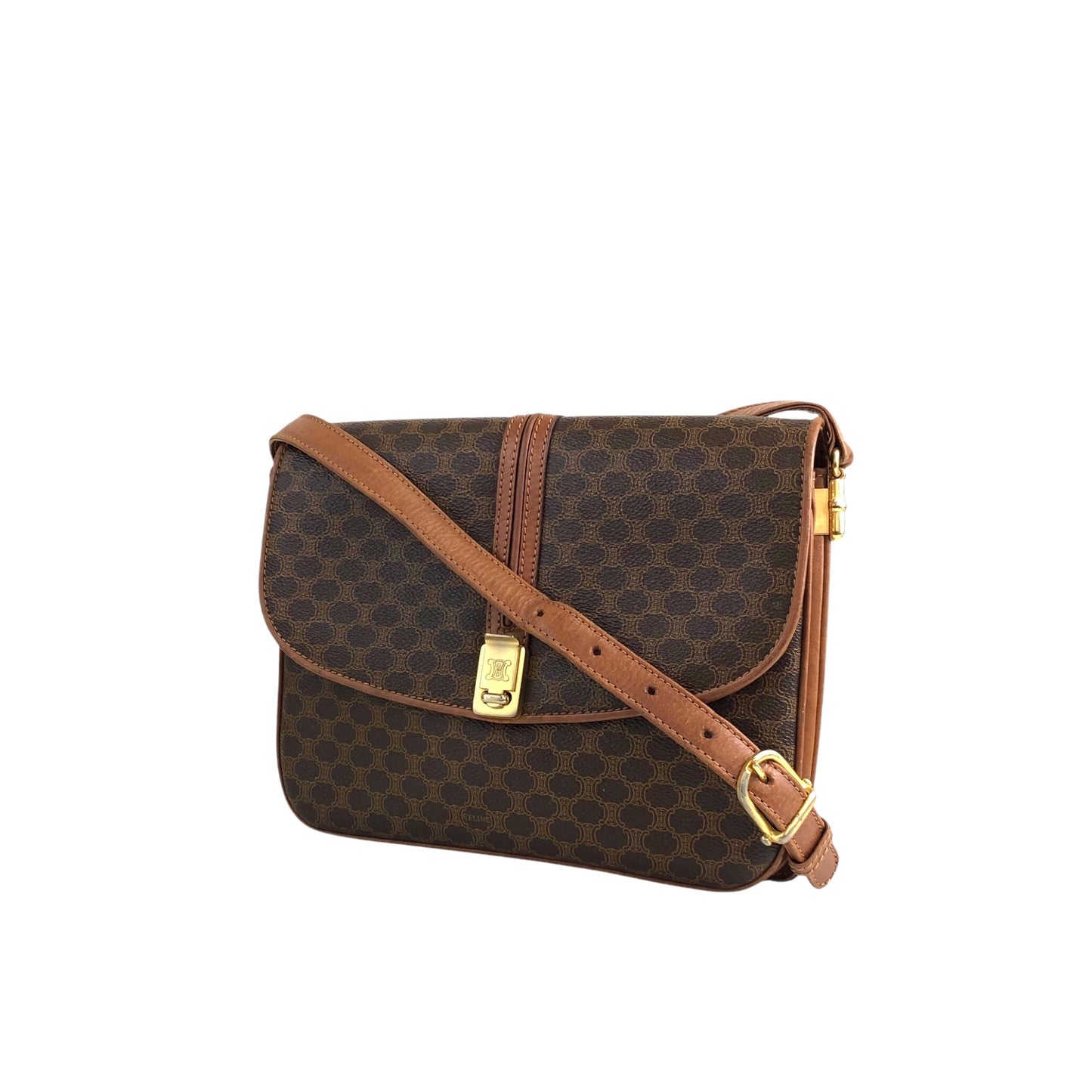 CELINE Macadam Blason Shoulder bag Brown Vintage zskyr6