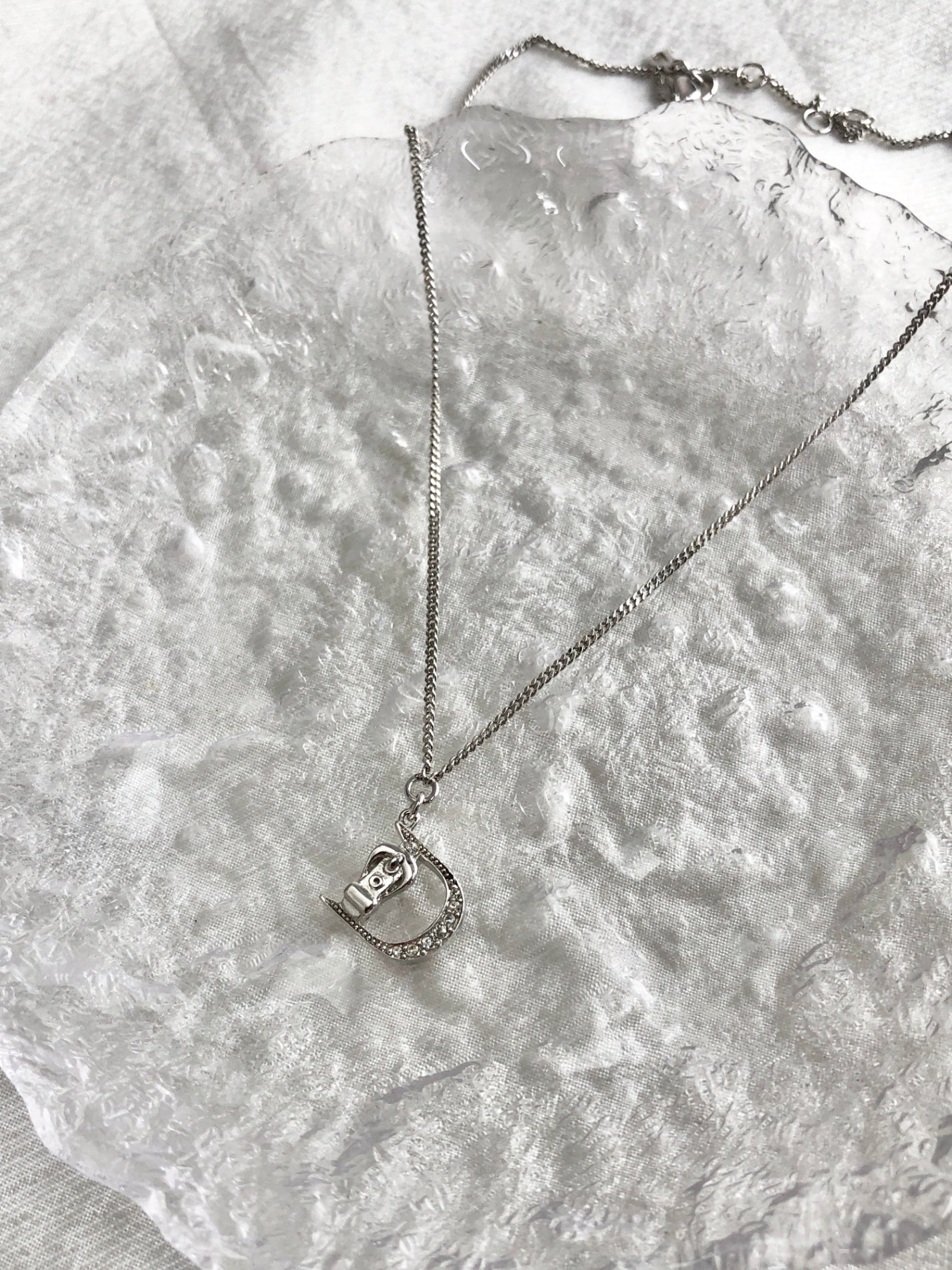 Christian Dior Logo Motif Necklace Silver Vintage 8rs4i7