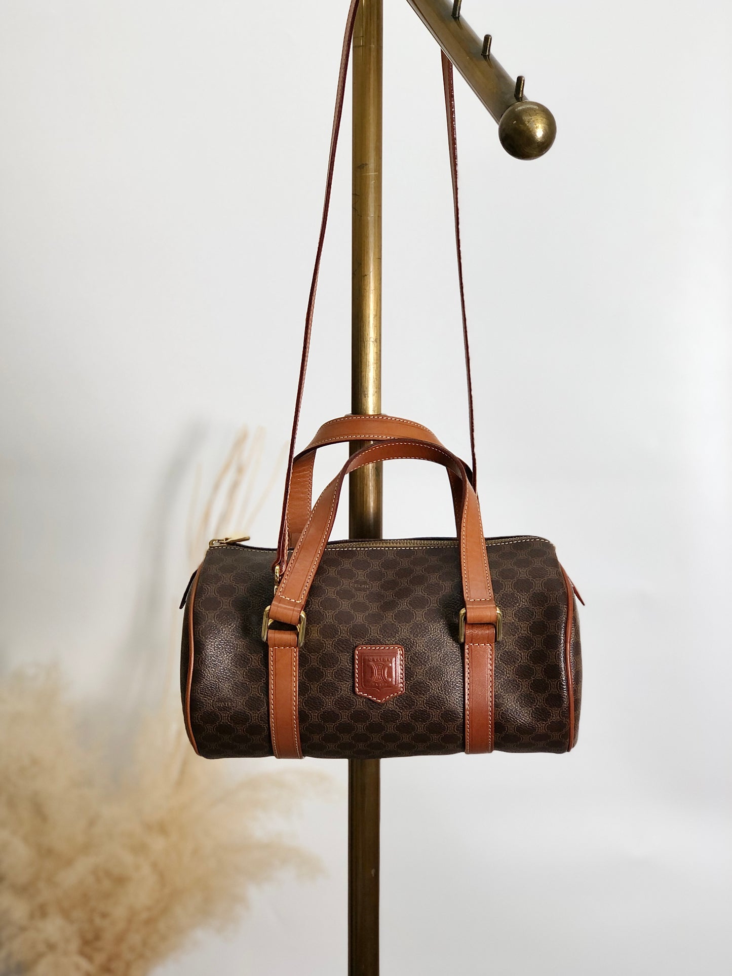 CELINE Macadam Blason Two-way Handbag Shoulder bag Brown Vintage tj3xfx