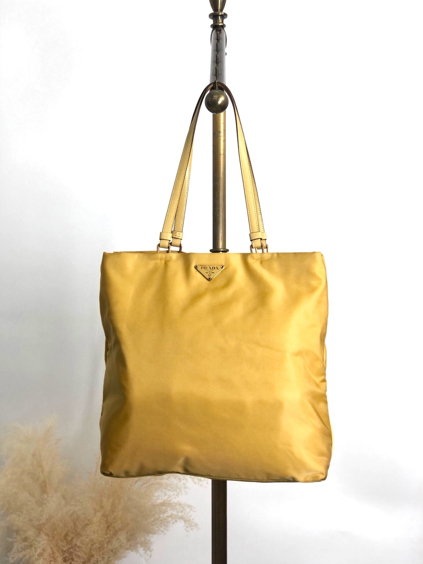 PRADA Triangle Logo Totebag Yellow Vintage gp2htj