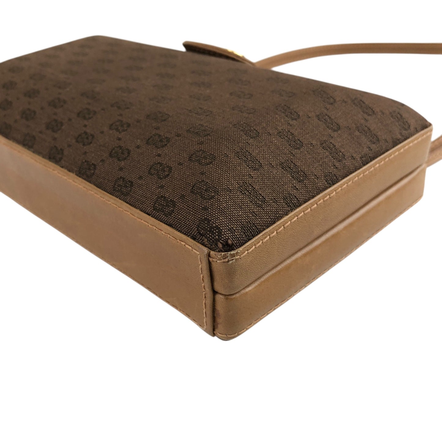 GUCCI GG Logo Motif Shoulder bag Brown Vintage xfb6jw