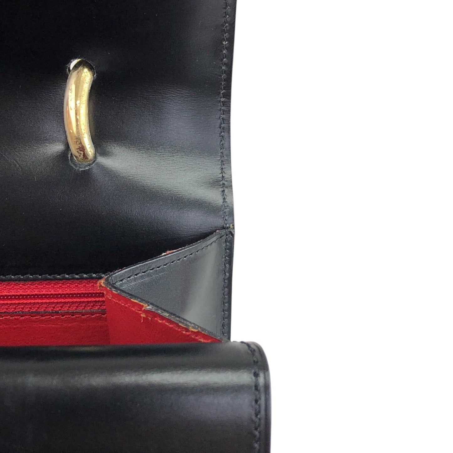 CELINE Horse Bit Double Flap Handbag Black Vintage istaf6