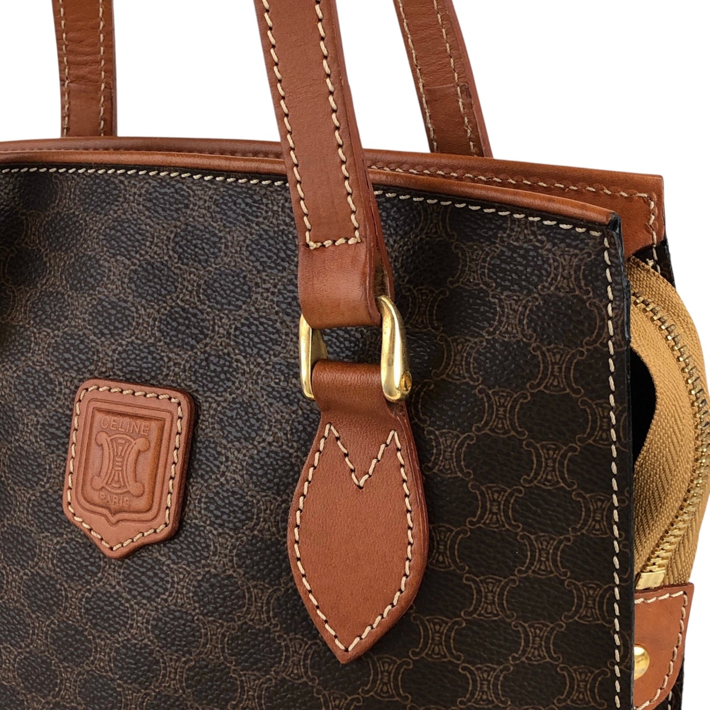 CELINE Macadam Blason Handbag Brown Vintage 5s22vy
