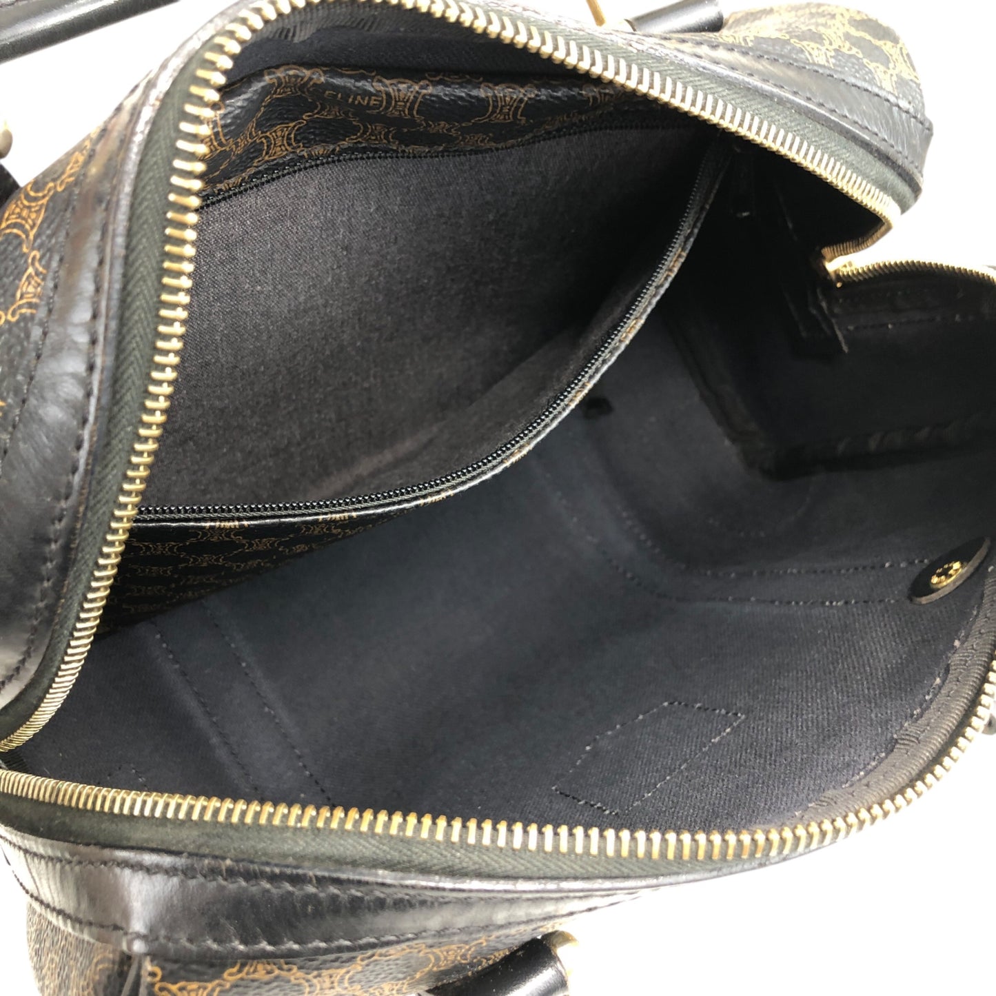 CELINE Macadam Blason Two-way Shoulder bag Boston bag Brown Vintage 5uamii